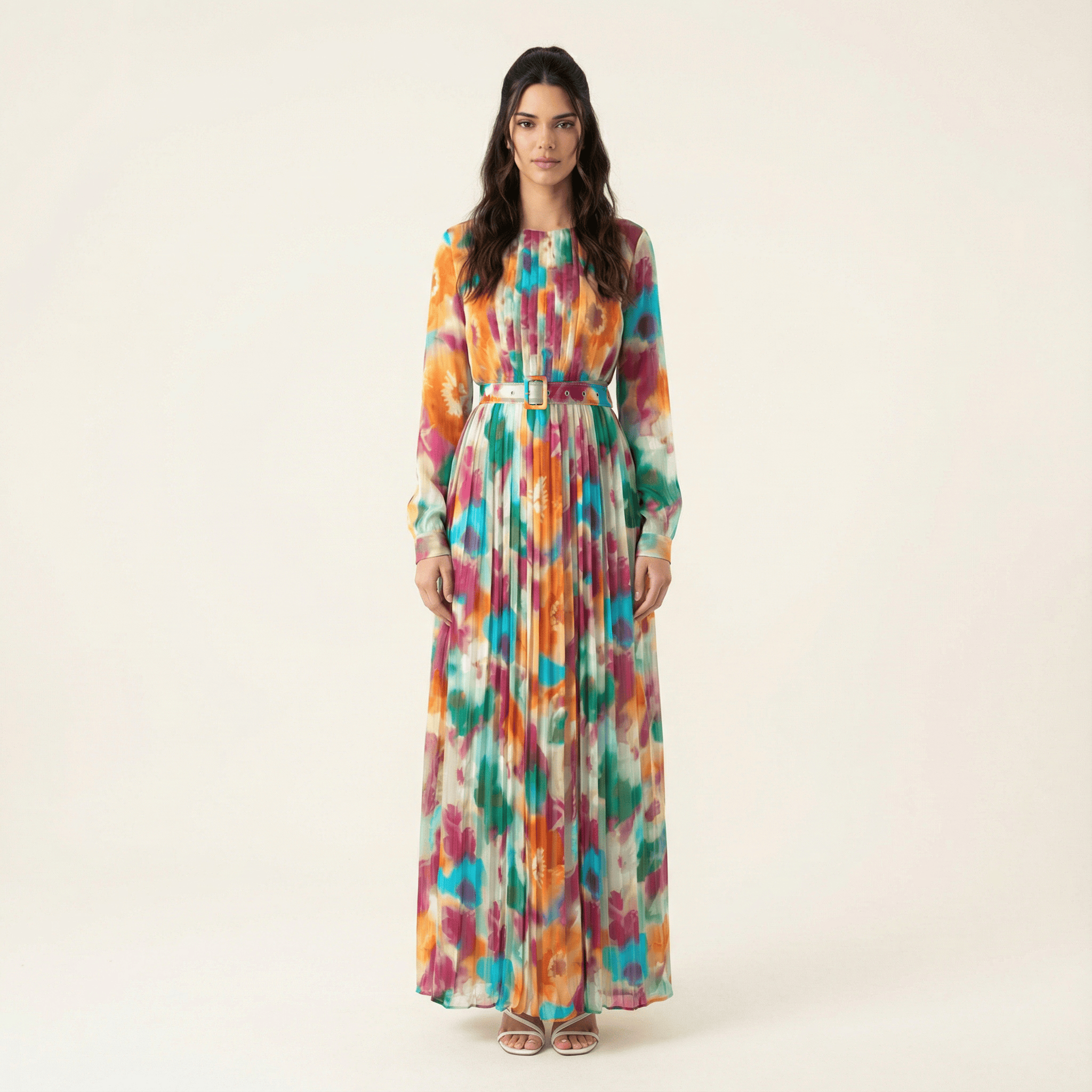 Arabelle Nadine Silk-Chiffon Shimmer Maxi Dress