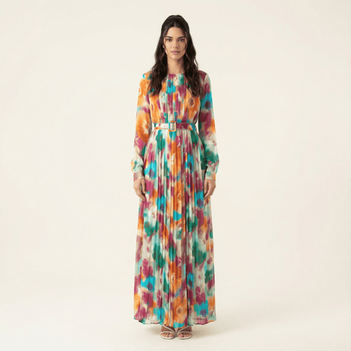 Arabelle Nadine Silk-Chiffon Shimmer Maxi Dress