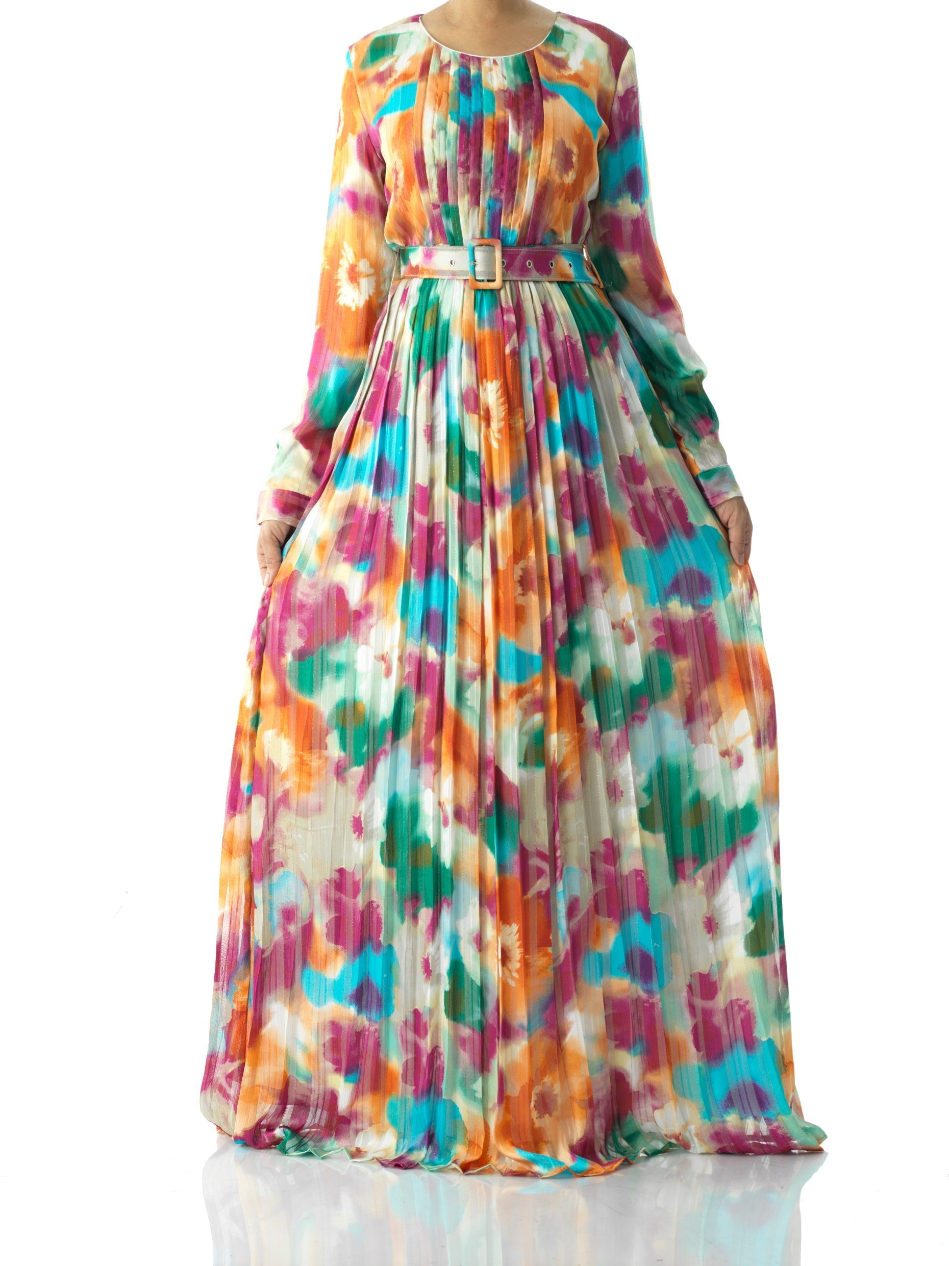 Arabelle Nadine Silk-Chiffon Shimmer Maxi Dress