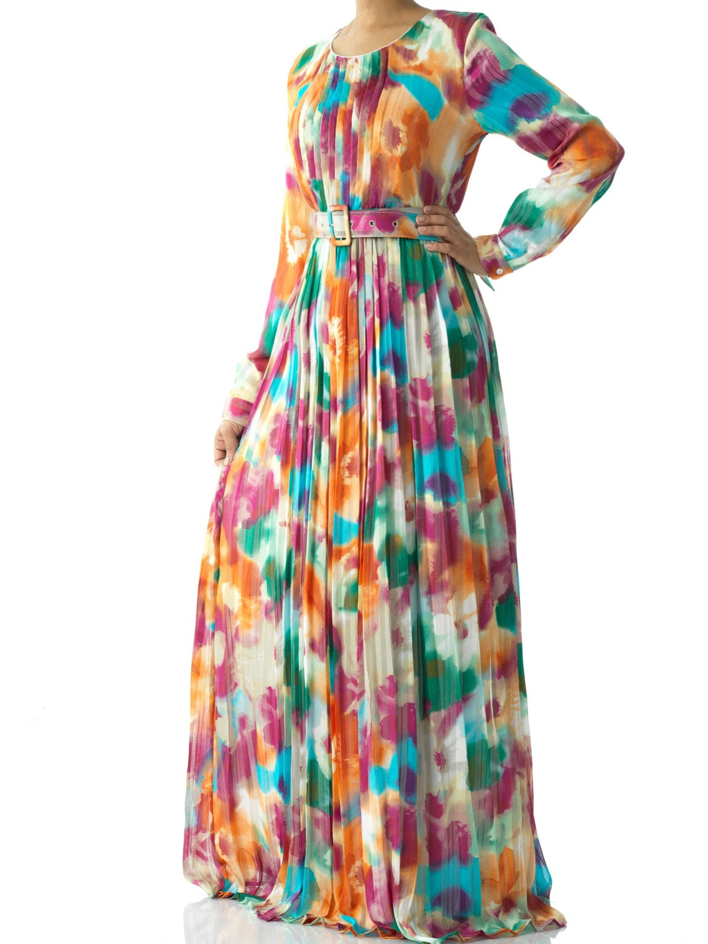 Arabelle Nadine Silk-Chiffon Shimmer Maxi Dress