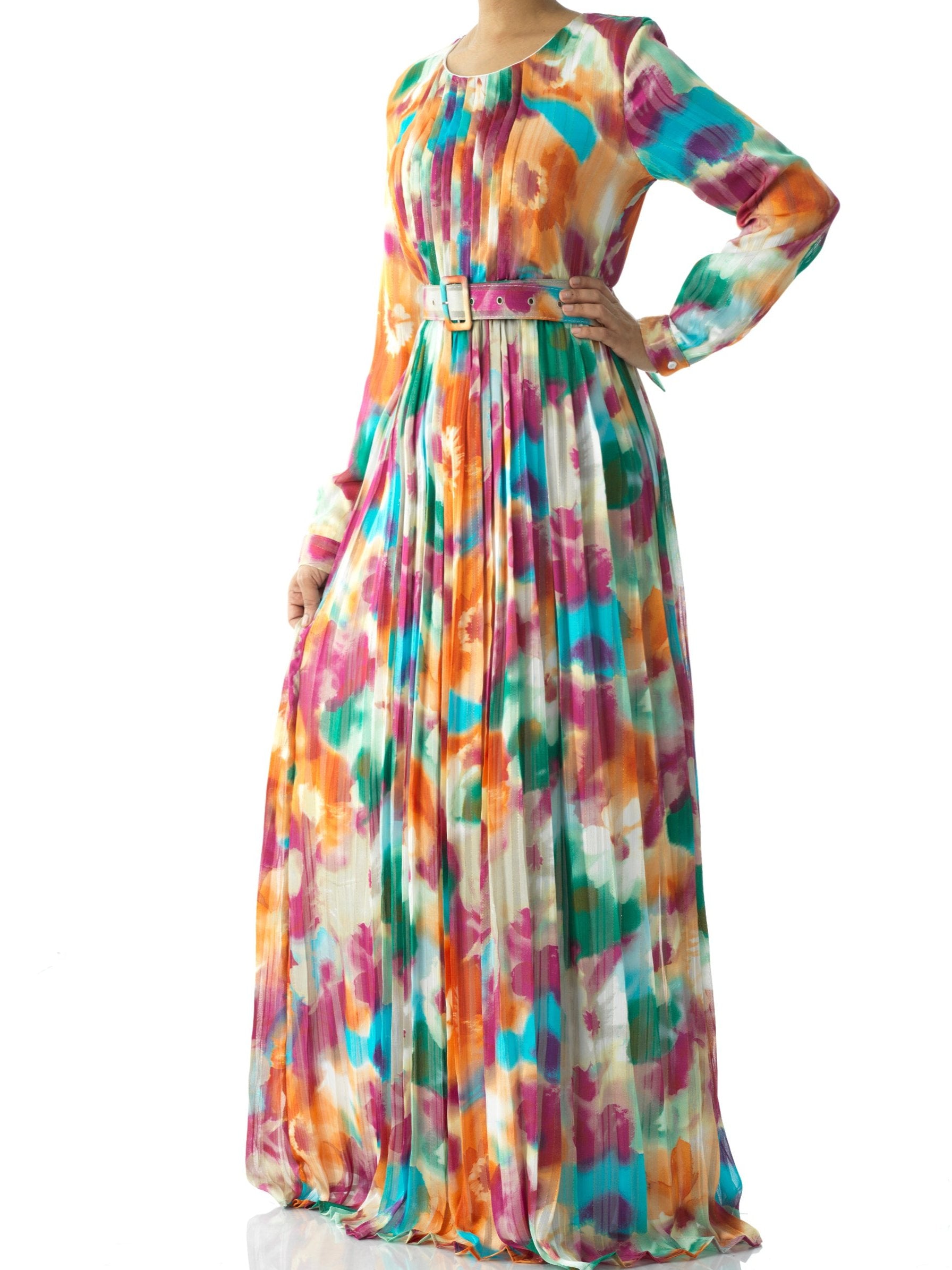 Arabelle Nadine Silk-Chiffon Shimmer Maxi Dress