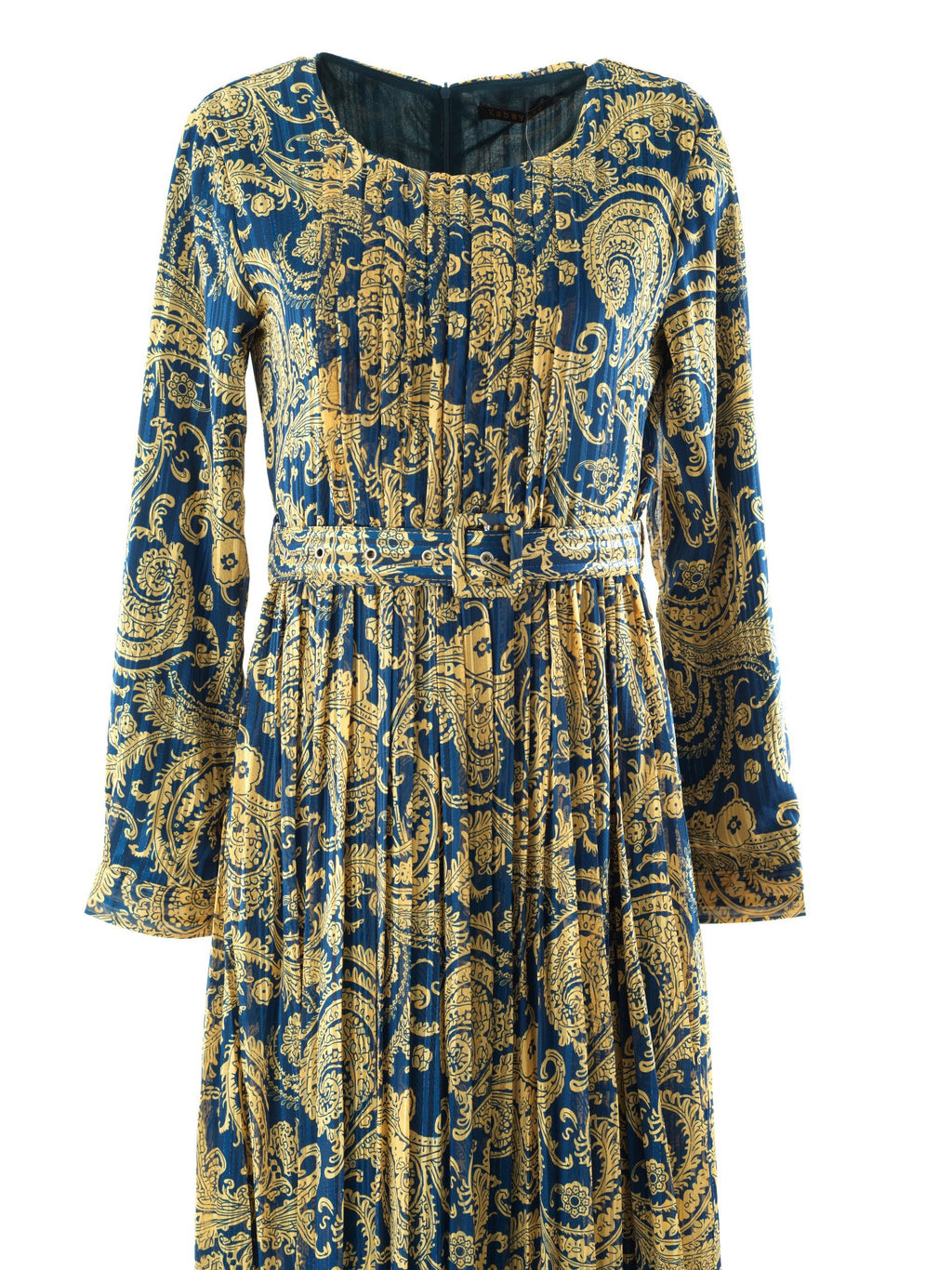 Ashton Navy Print Chiffon Shimmer Maxi Dress