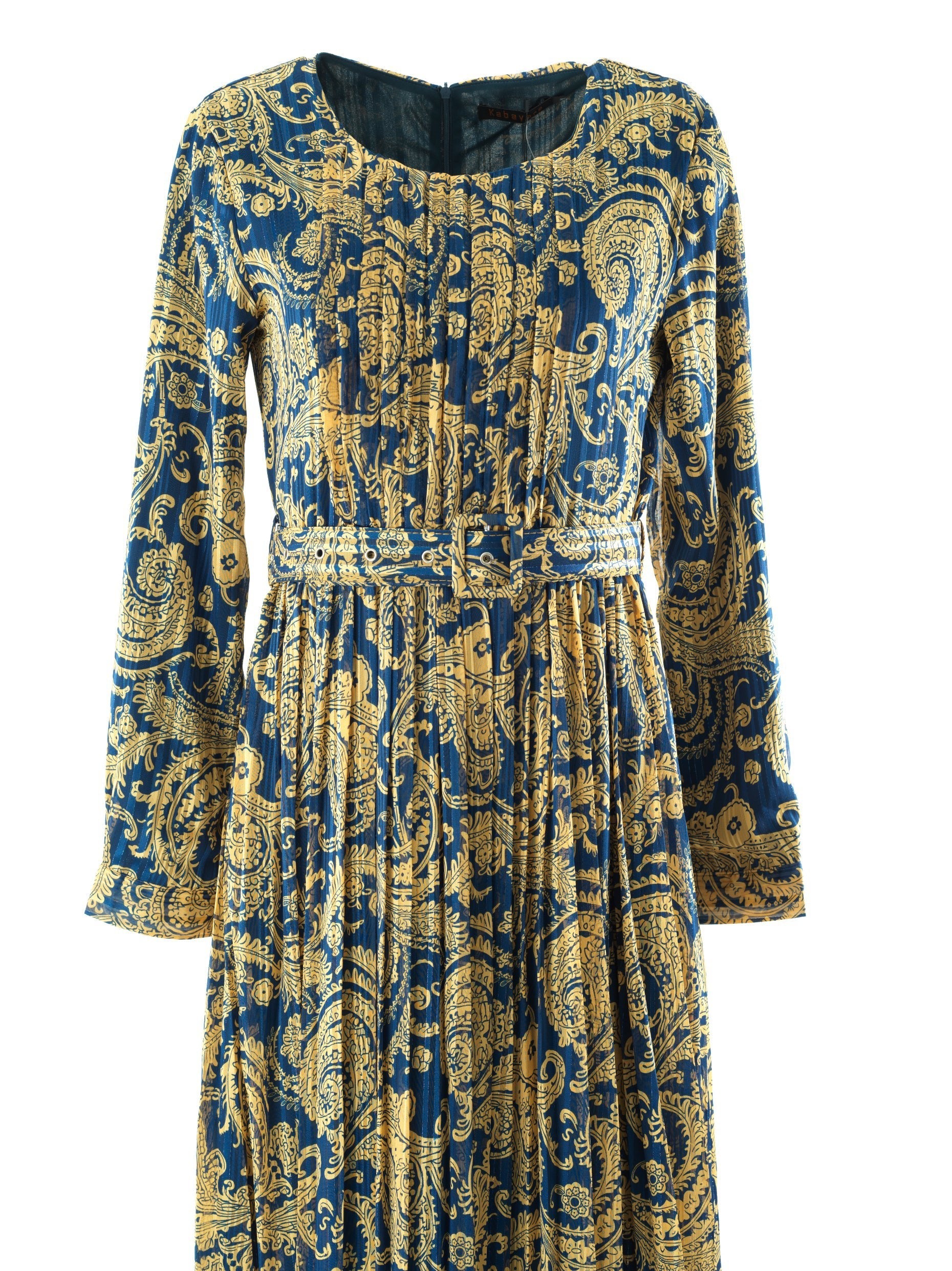 Ashton Navy Print Chiffon Shimmer Maxi Dress