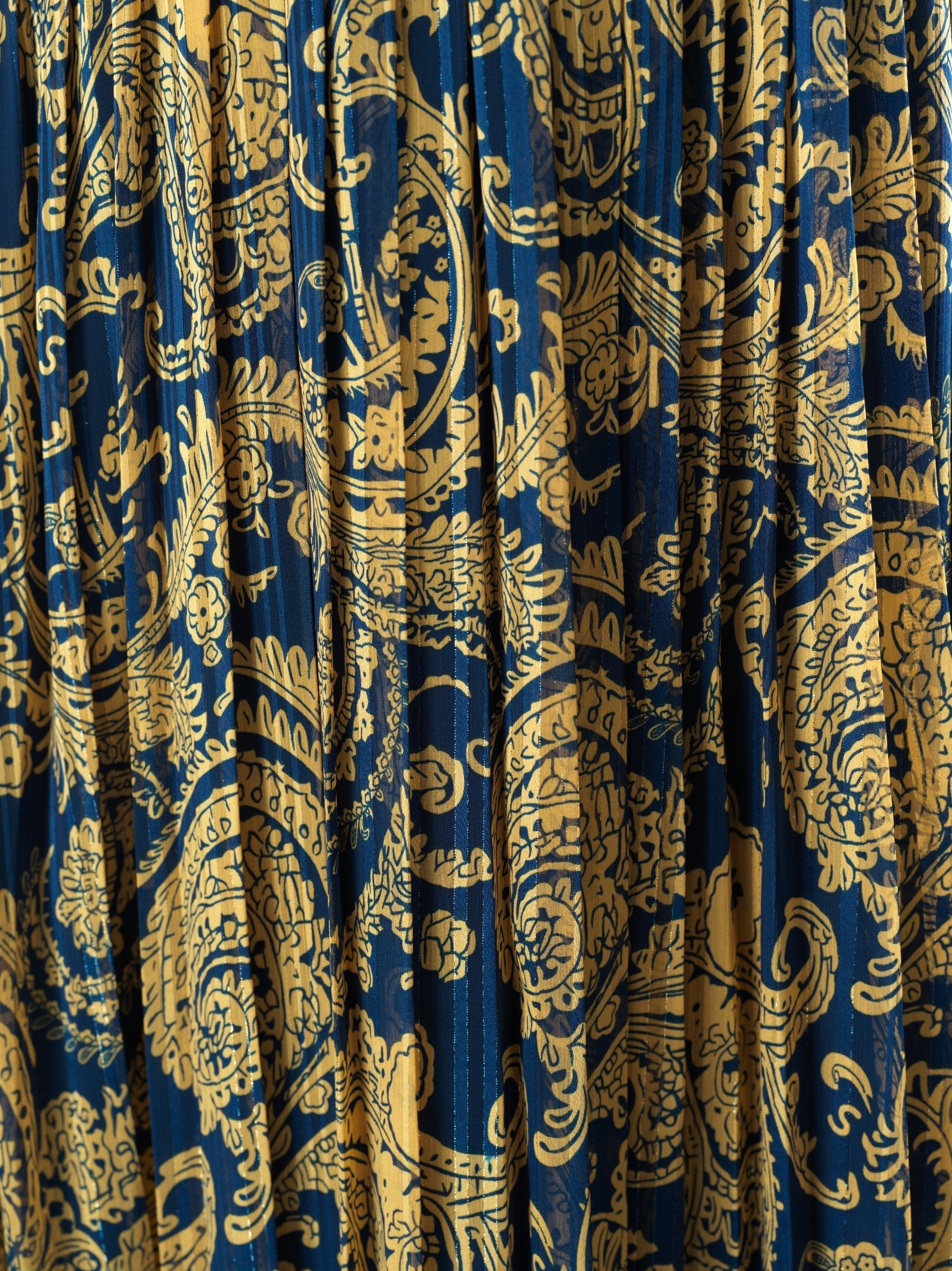Ashton Navy Print Chiffon Shimmer Maxi Dress