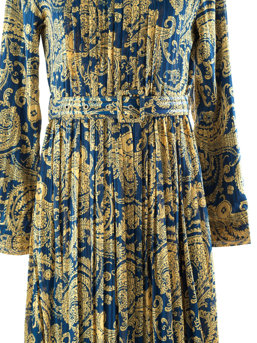 Ashton Navy Print Chiffon Shimmer Maxi Dress