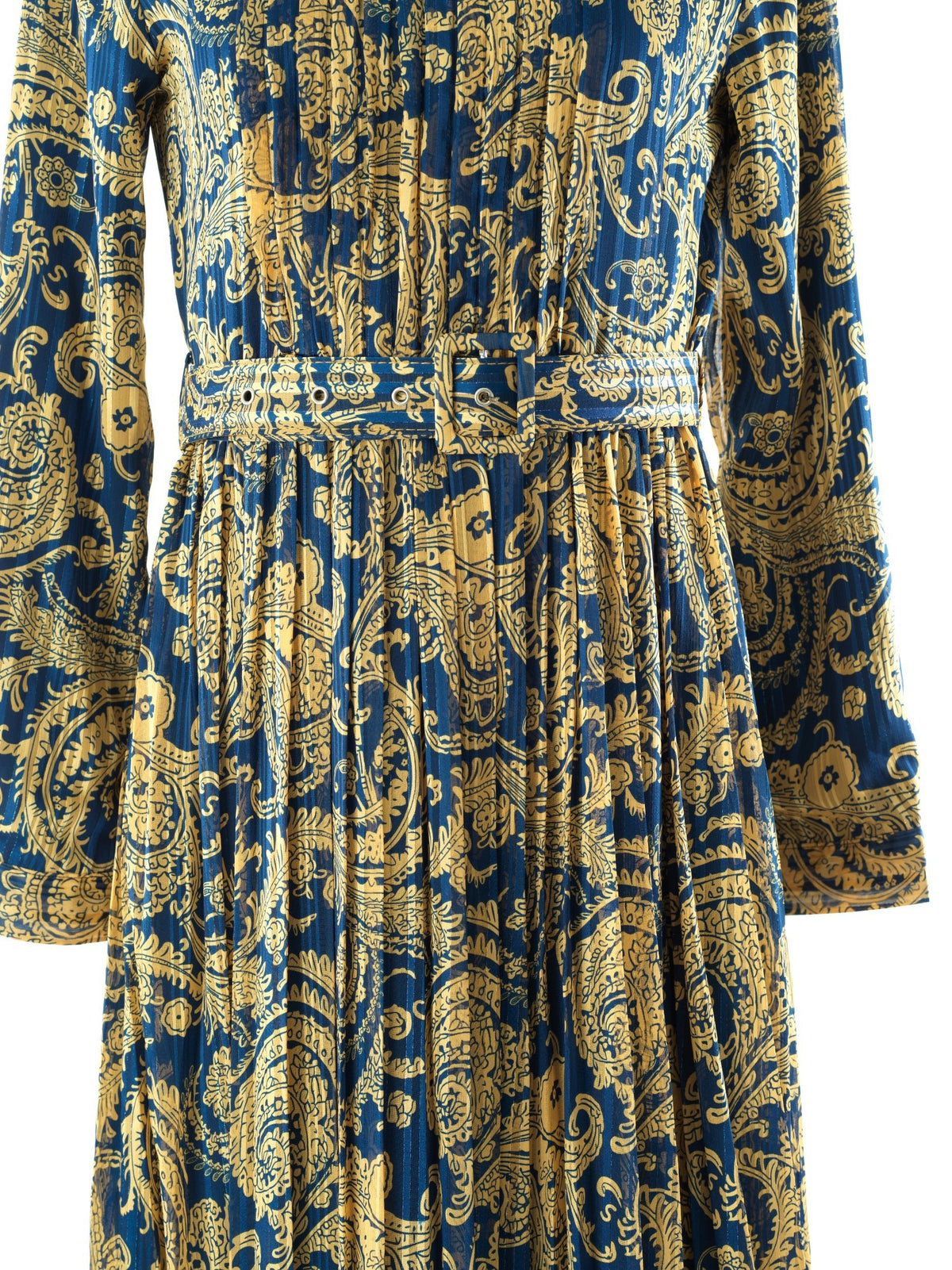 Ashton Navy Print Chiffon Shimmer Maxi Dress