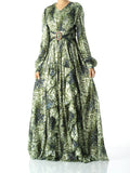 Ensley Olive Cheetah Floral Maxi Dress