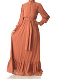 Campbell Blush Crepe Long-Sleeve Maxi Dress