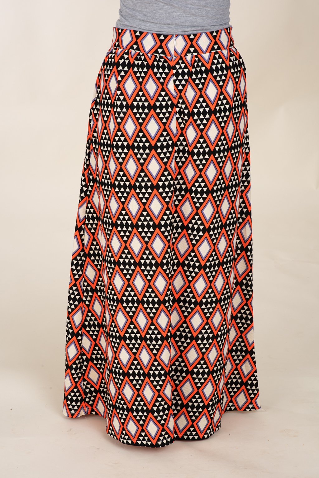 Wren Orange Aztec-Print Maxi Skirt