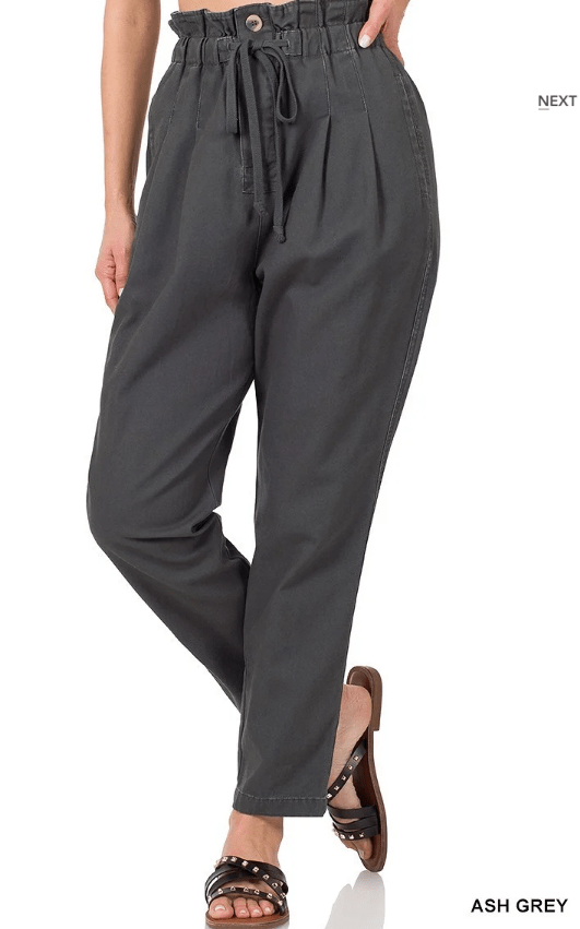 Verity Ash Gray Paperbag-Waist Trousers
