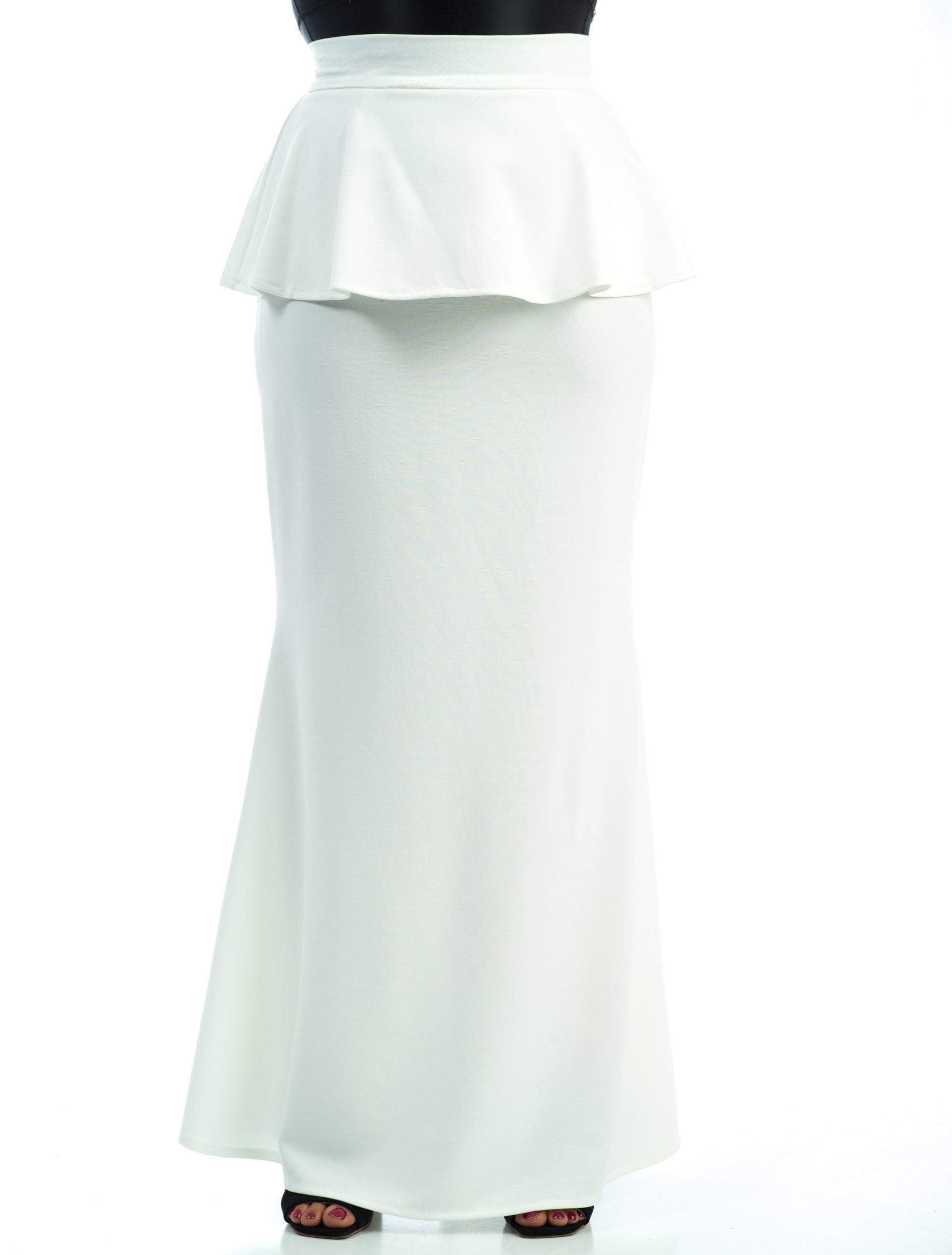 Ellis White Peplum Maxi Skirt