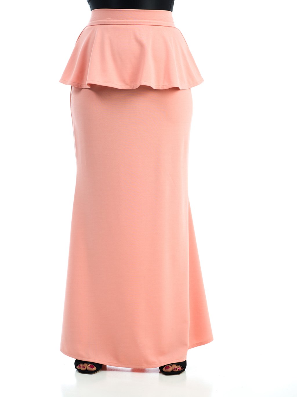 Etta Lightsalmon Peplum Maxi Skirt