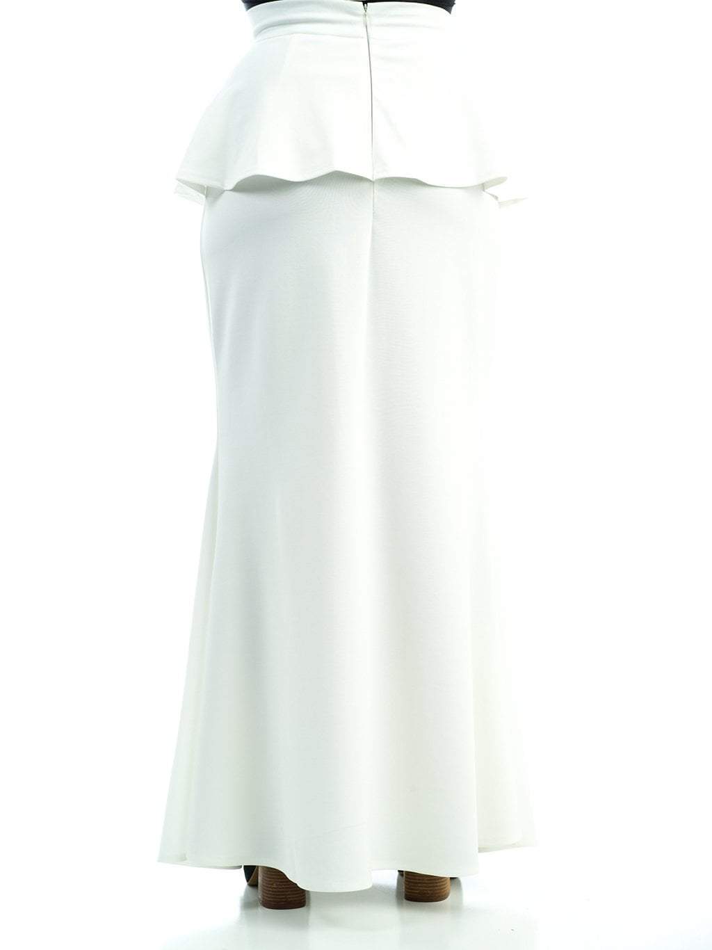 Ellis White Peplum Maxi Skirt
