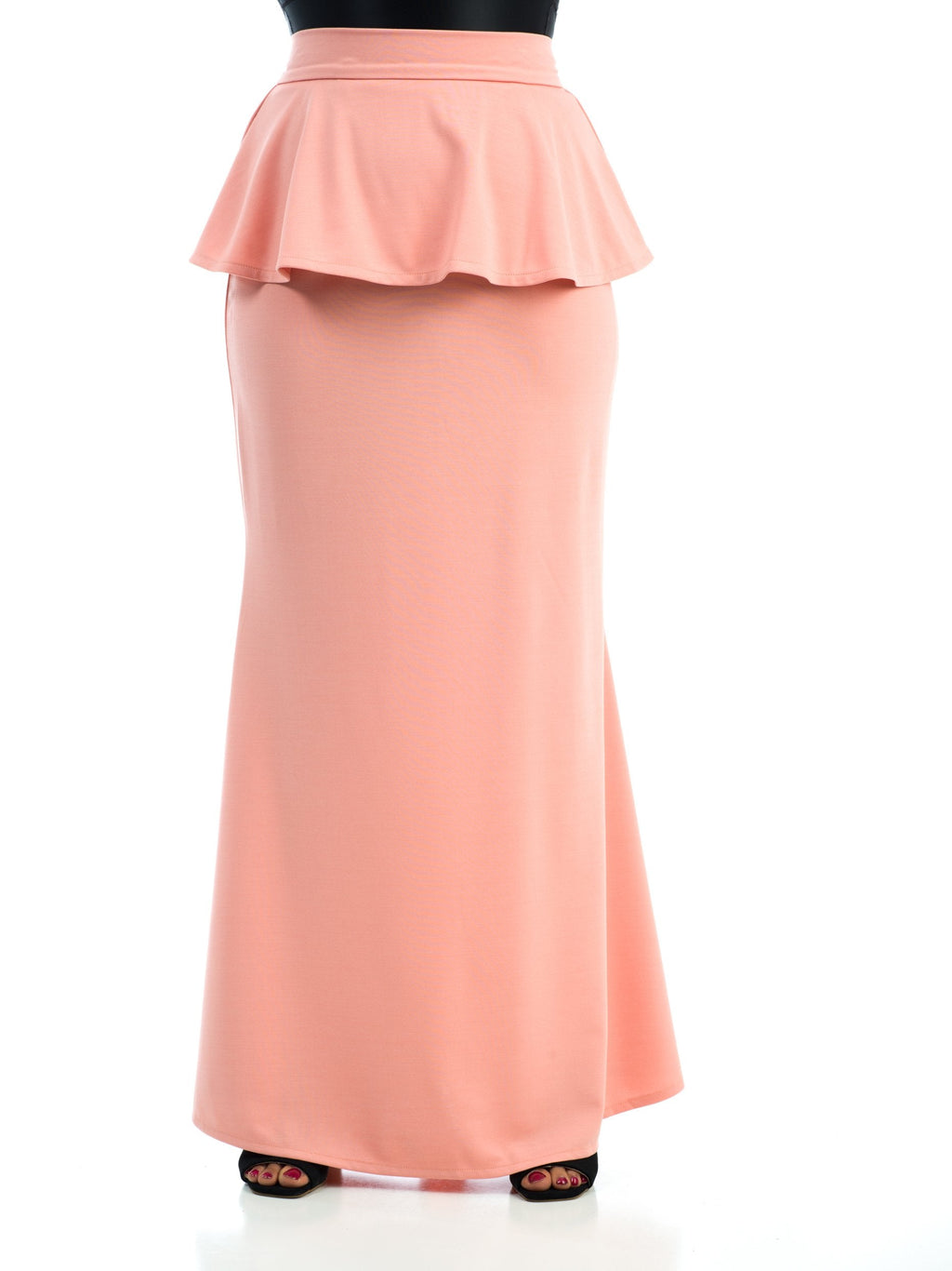 Etta Lightsalmon Peplum Maxi Skirt