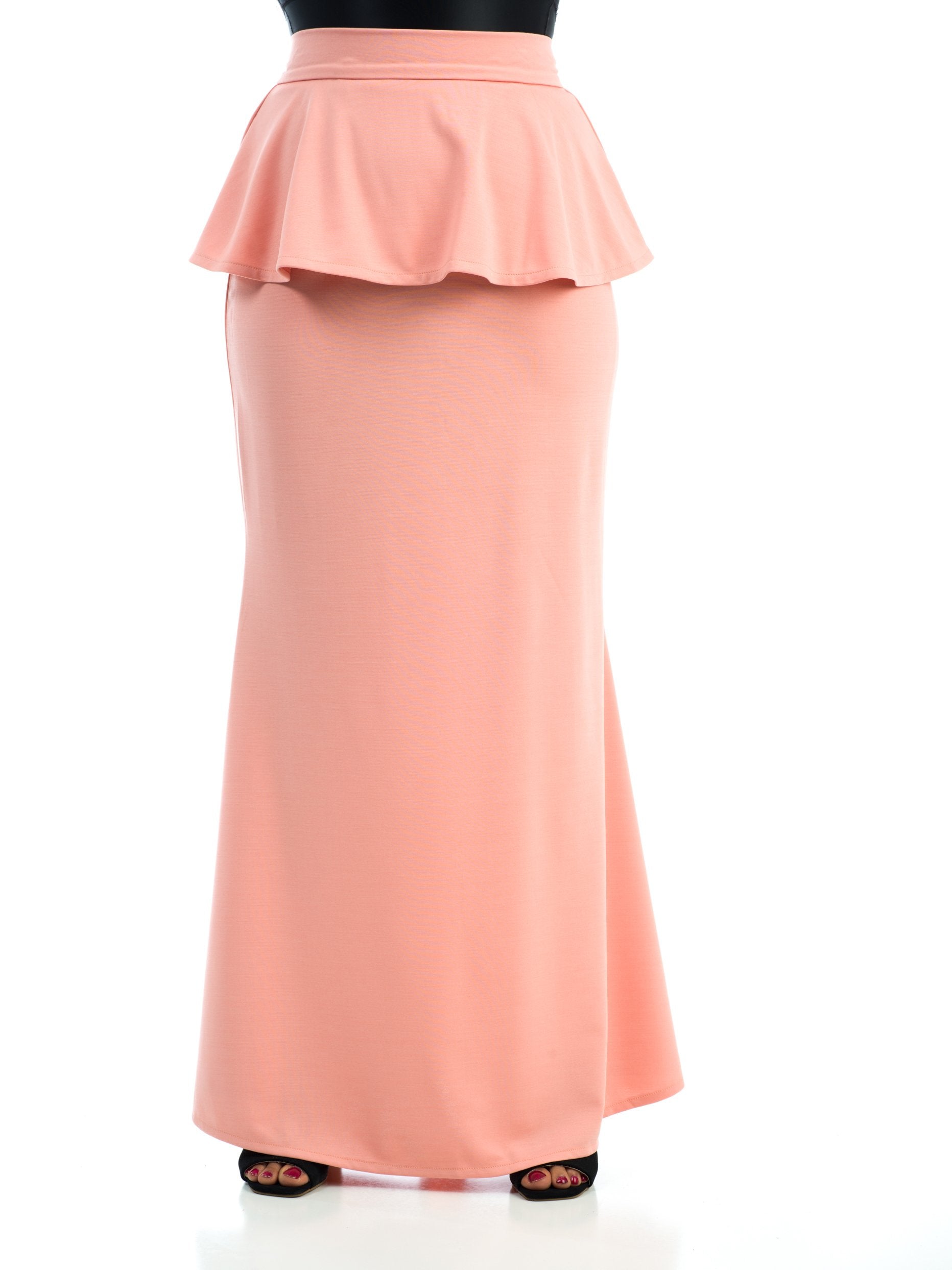 Etta Lightsalmon Peplum Maxi Skirt