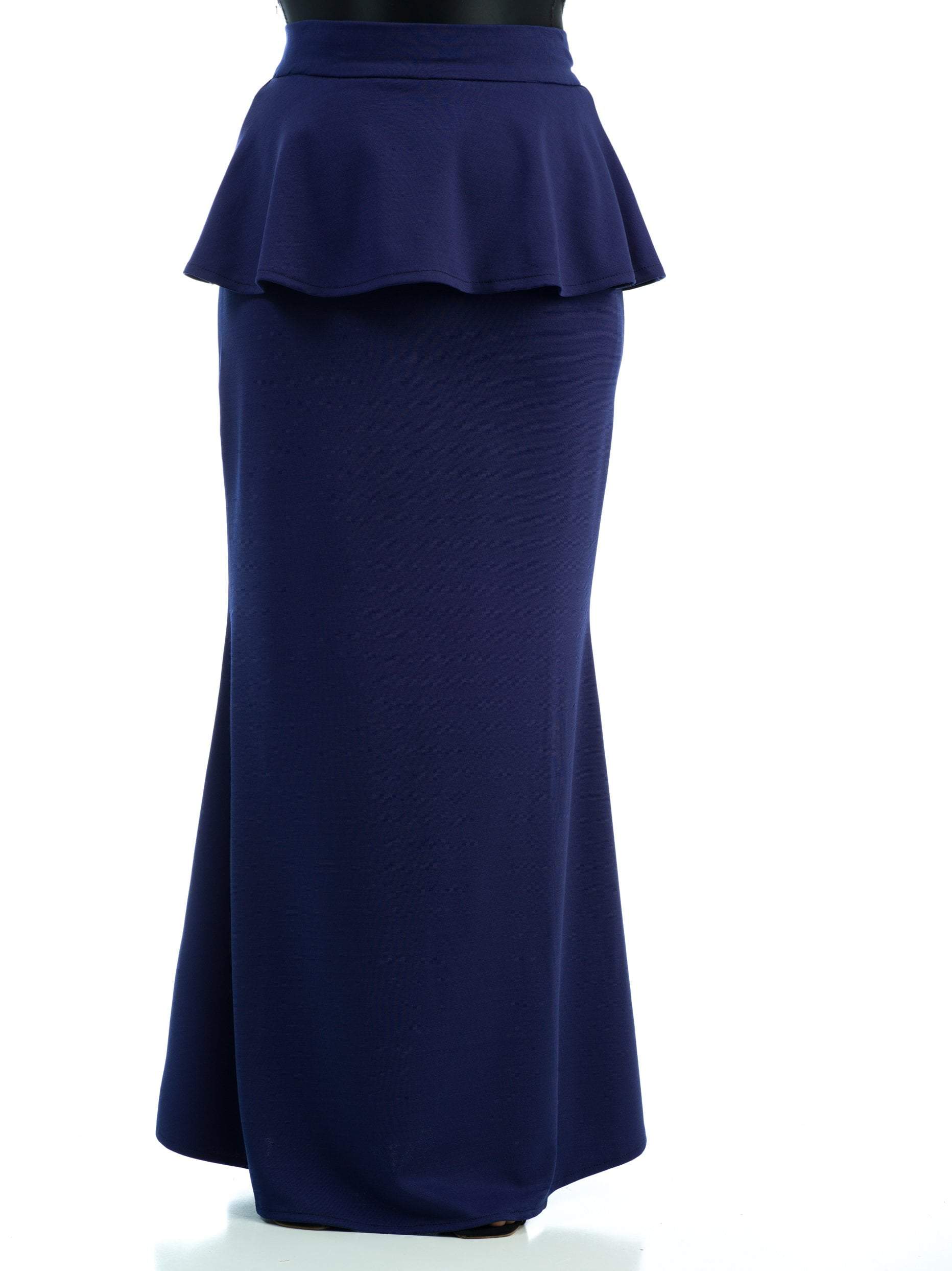 Ellis Navy Peplum Maxi Skirt