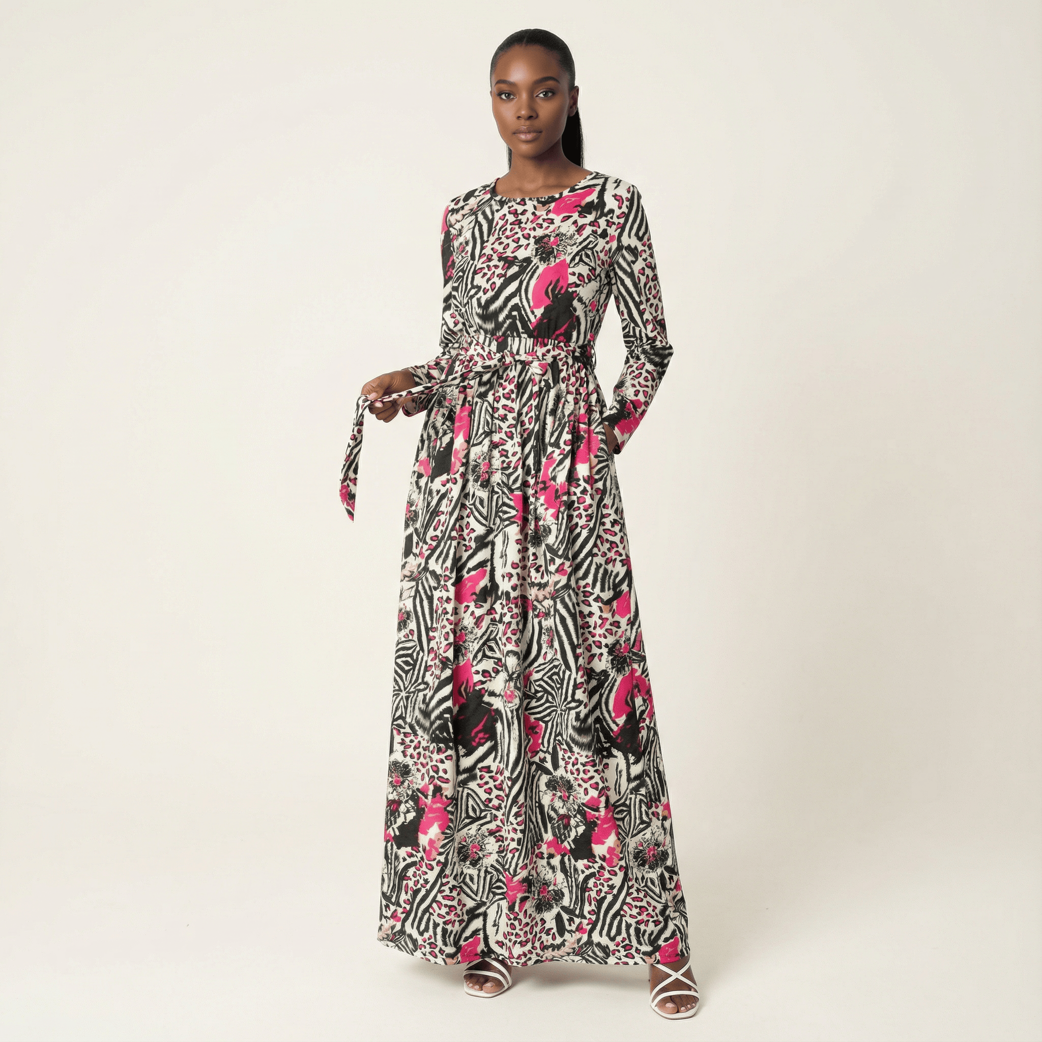 Edie Coquette Animal-Print Maxi Dress