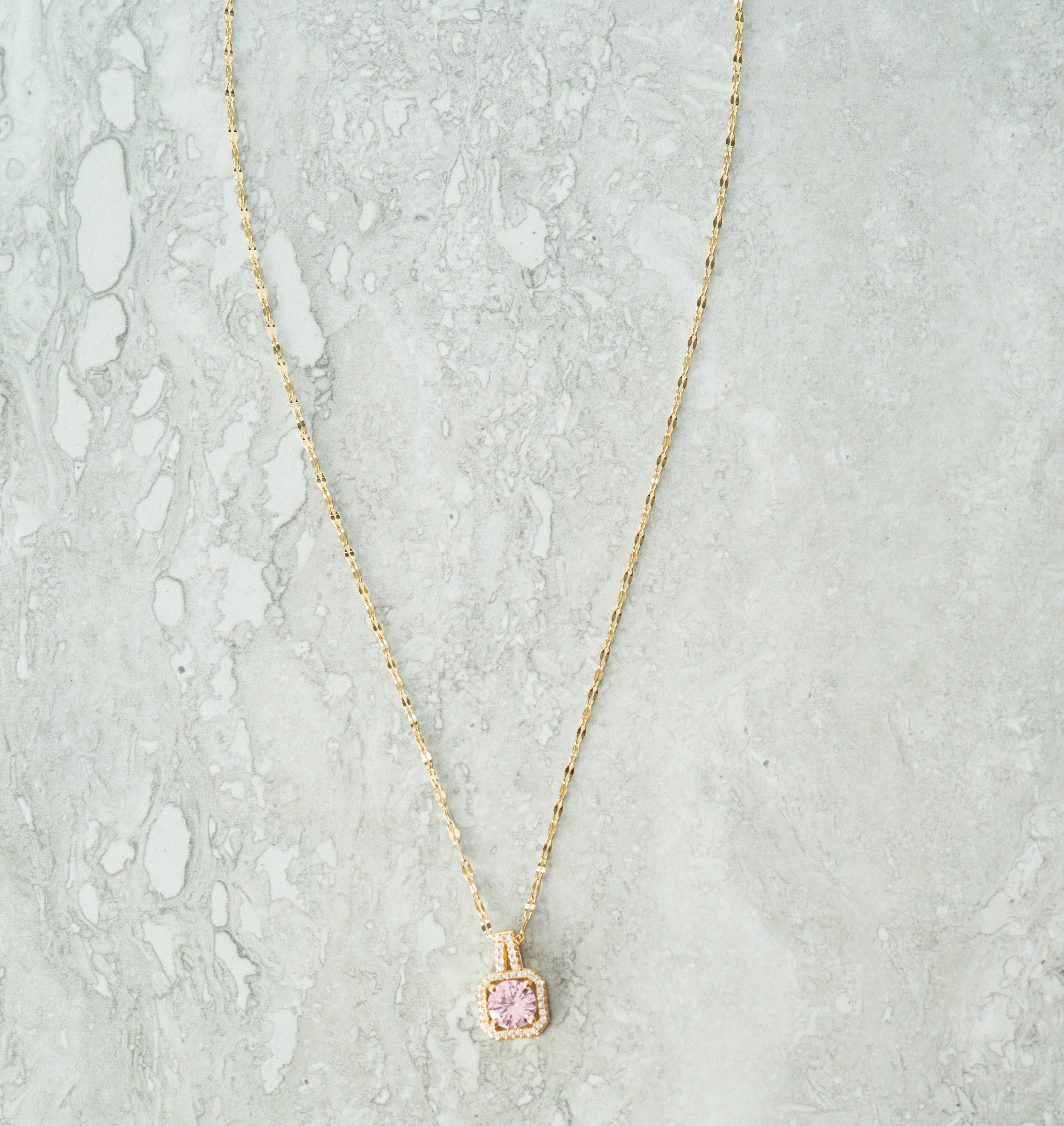Aveline Pink Crystal Pendant Necklace