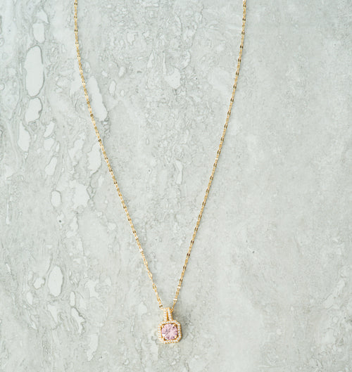 Aveline Pink Crystal Pendant Necklace