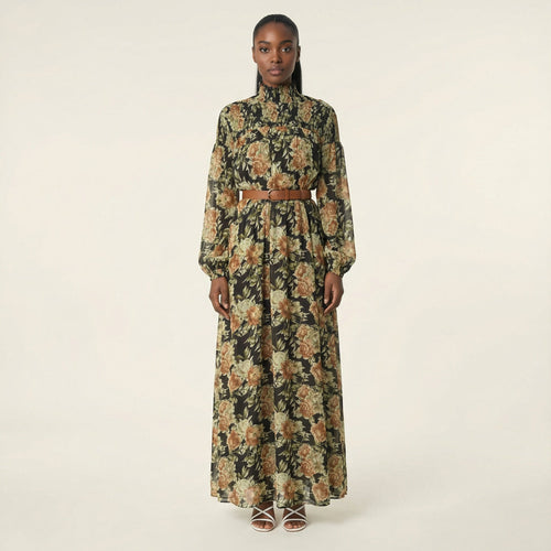 Camille Pretty Floral Chiffon Maxi Dress