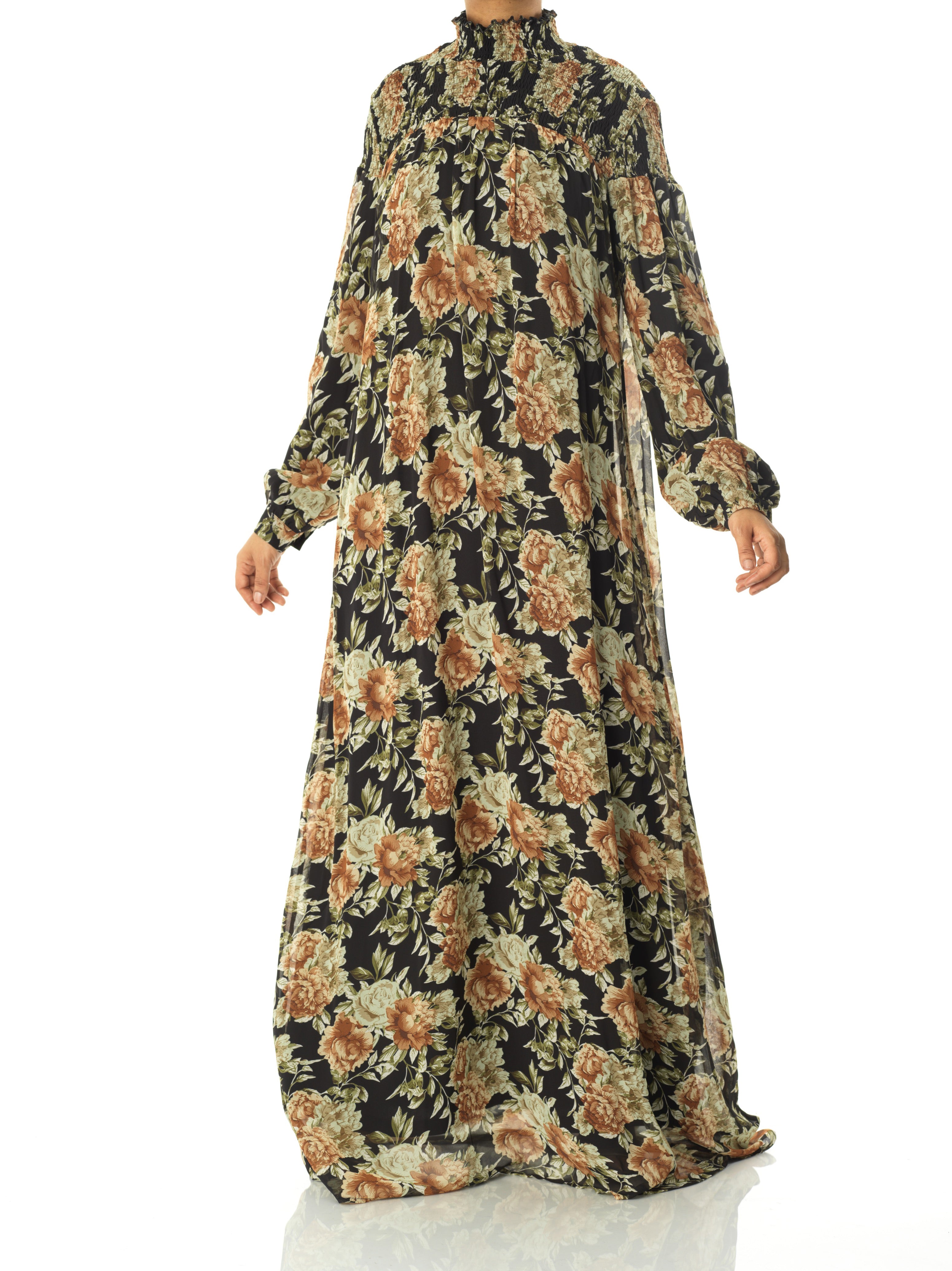 Camille Pretty Floral Chiffon Maxi Dress