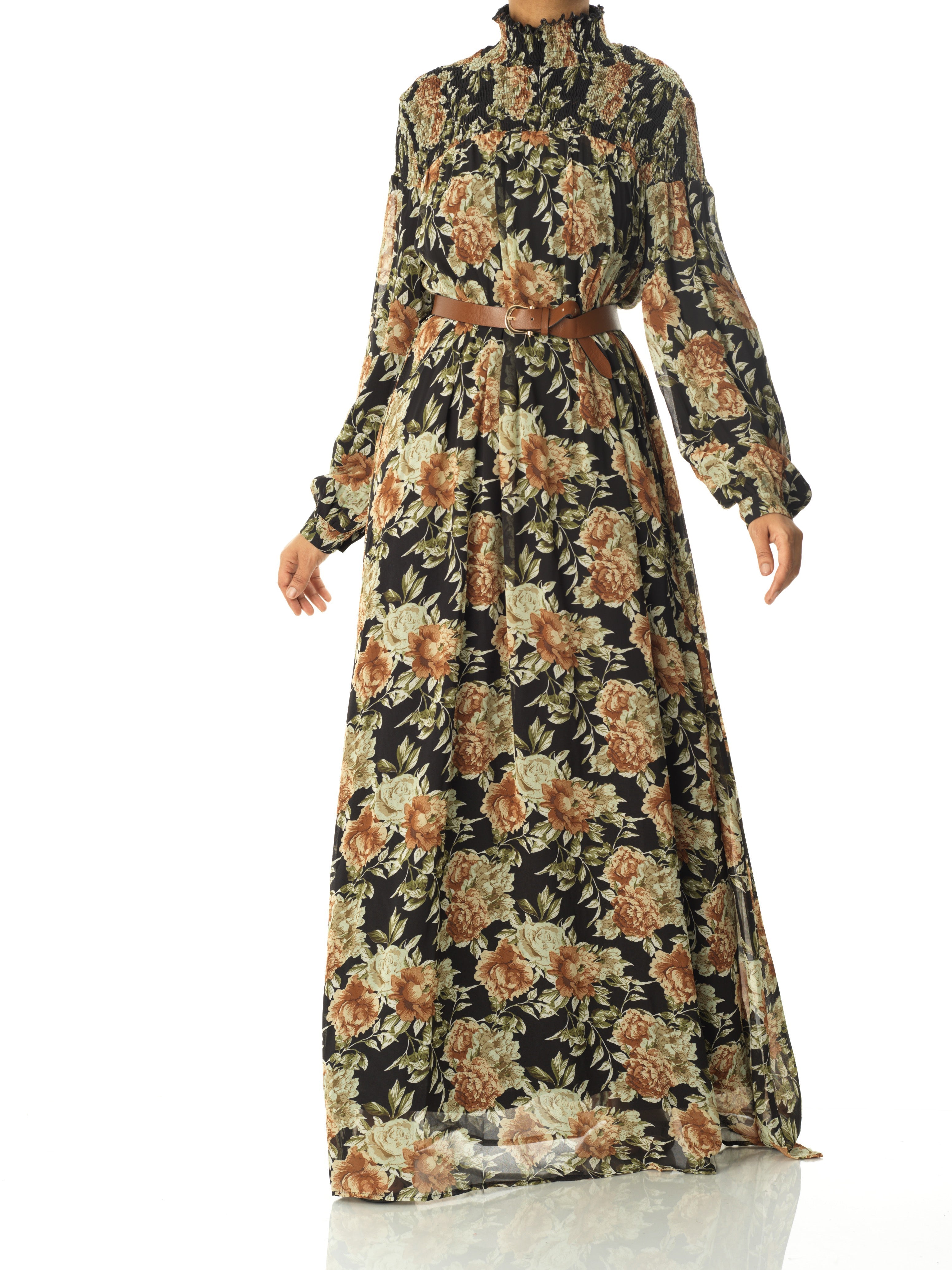 Camille Pretty Floral Chiffon Maxi Dress