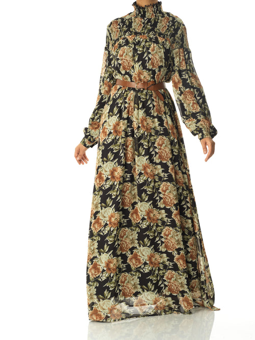 Camille Pretty Floral Chiffon Maxi Dress