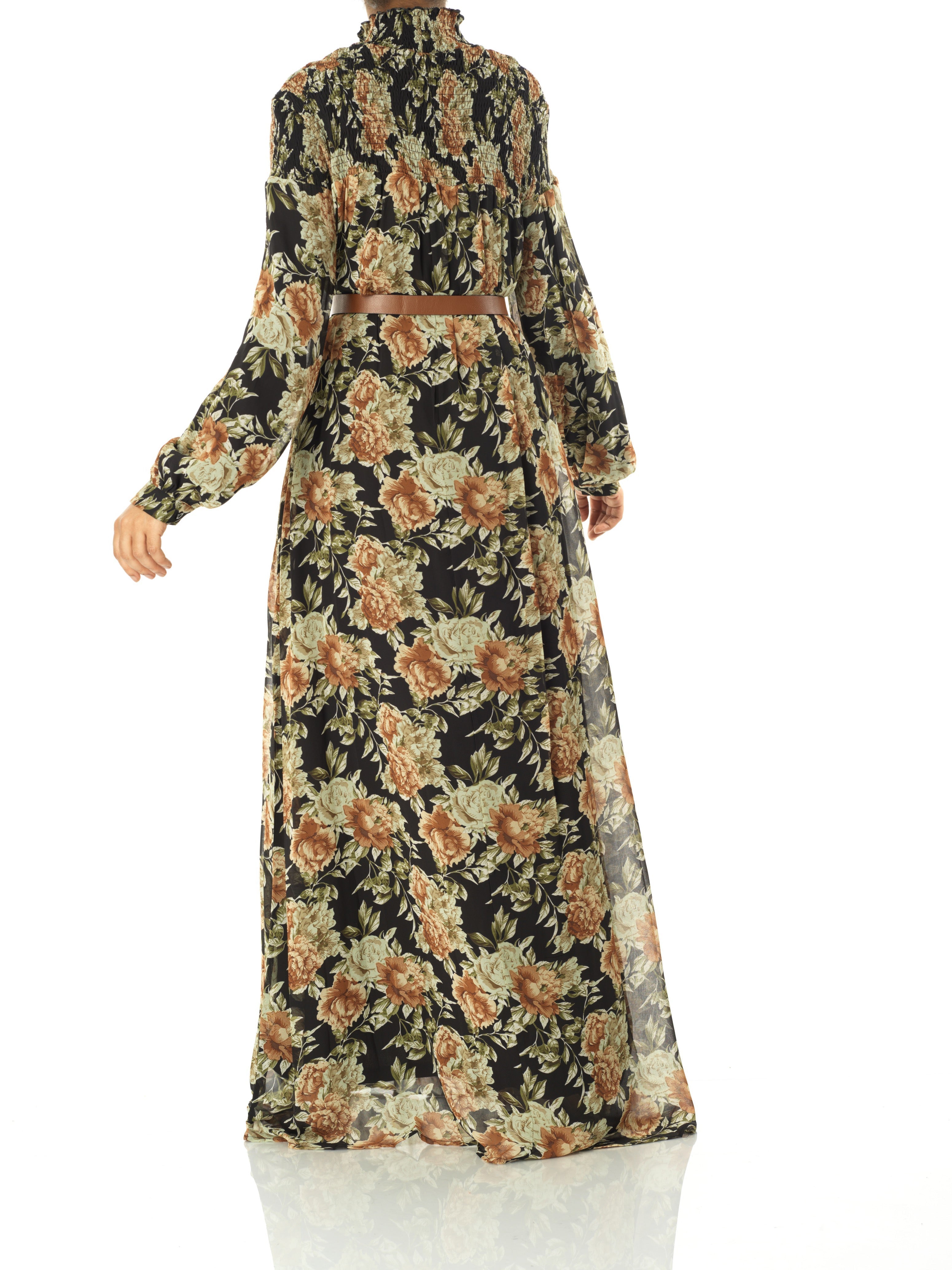 Camille Pretty Floral Chiffon Maxi Dress