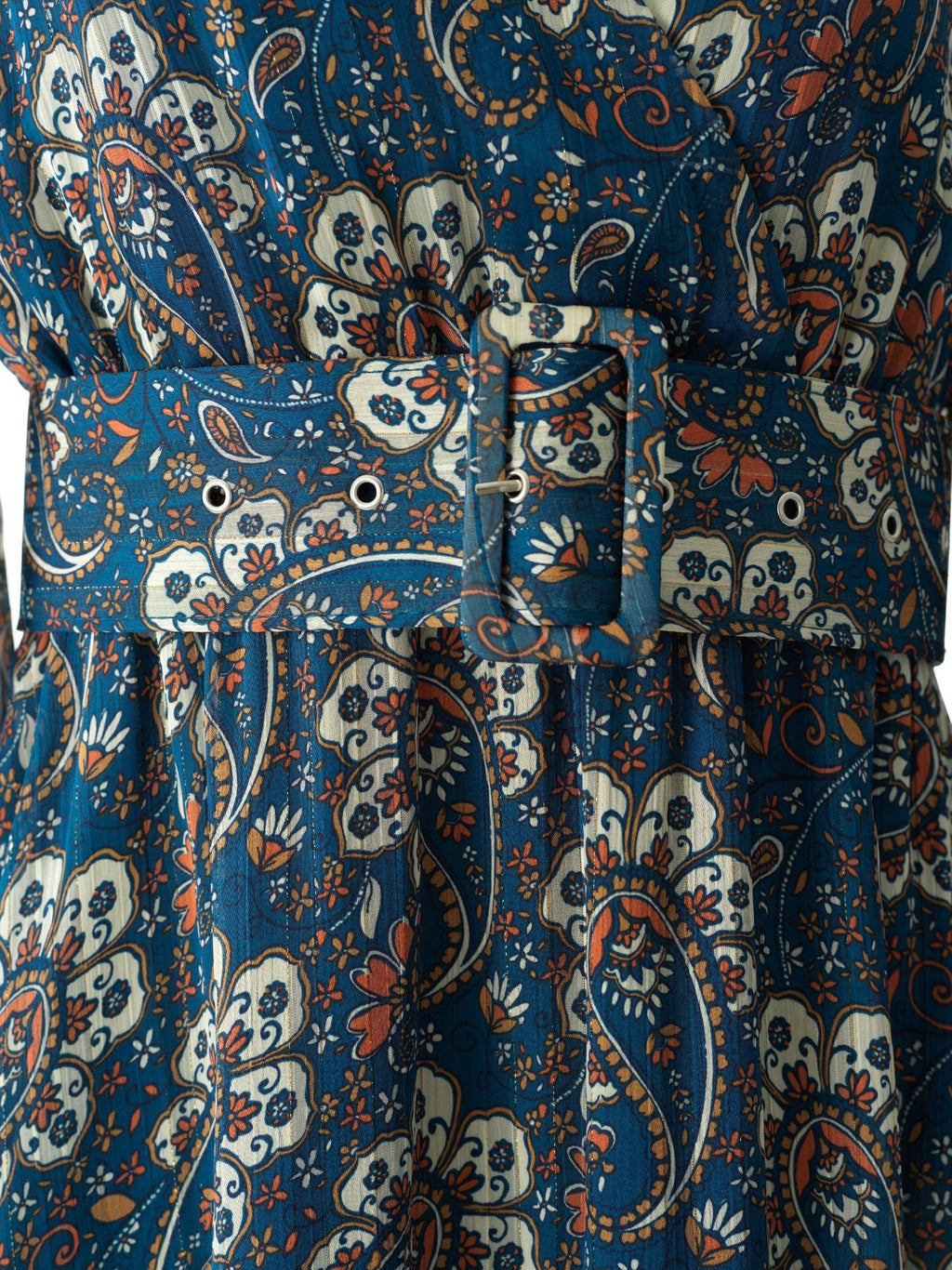 Farrow Teal Paisley Chiffon Maxi Dress