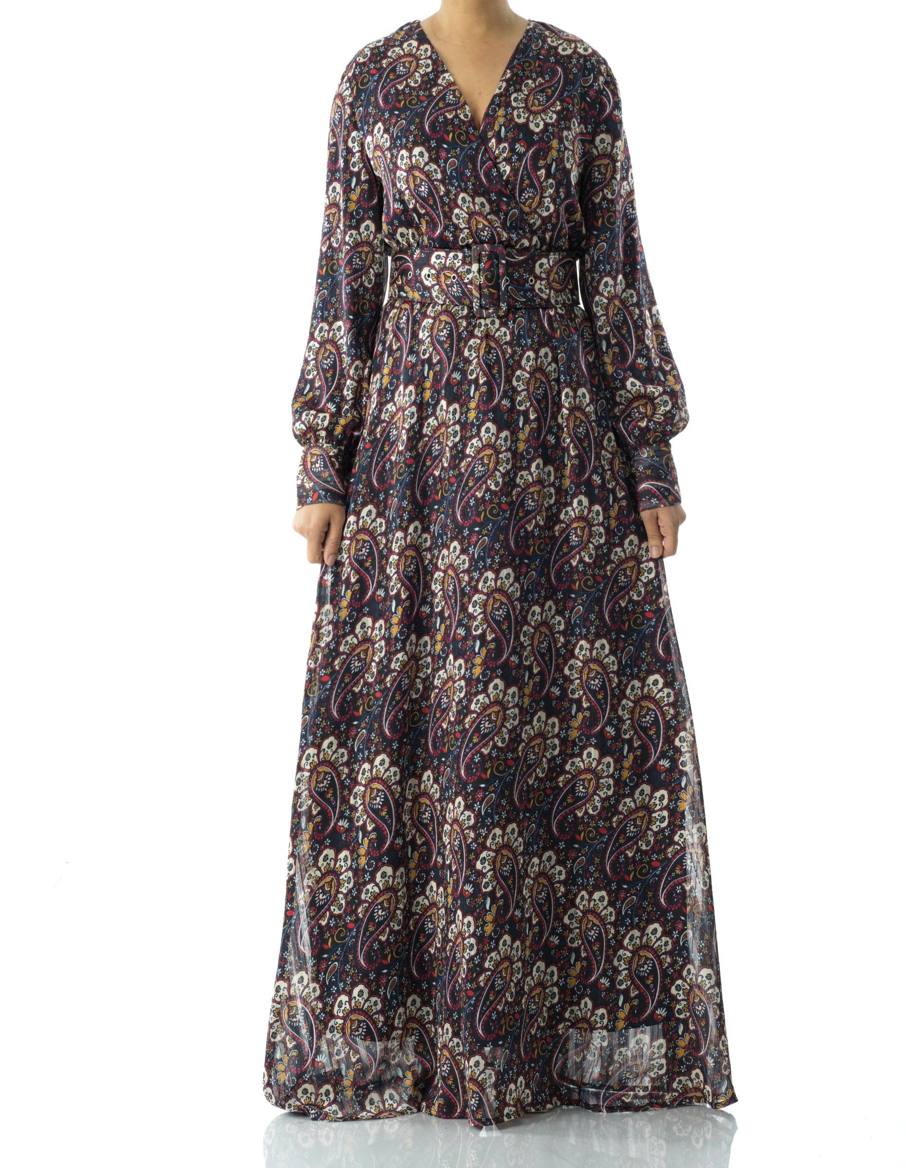 Farrow Black Paisley Chiffon Maxi Dress