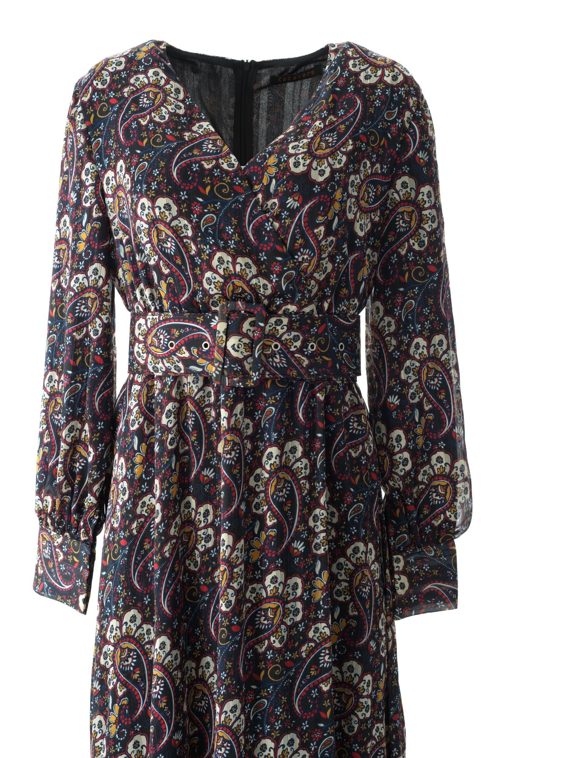 Farrow Black Paisley Chiffon Maxi Dress
