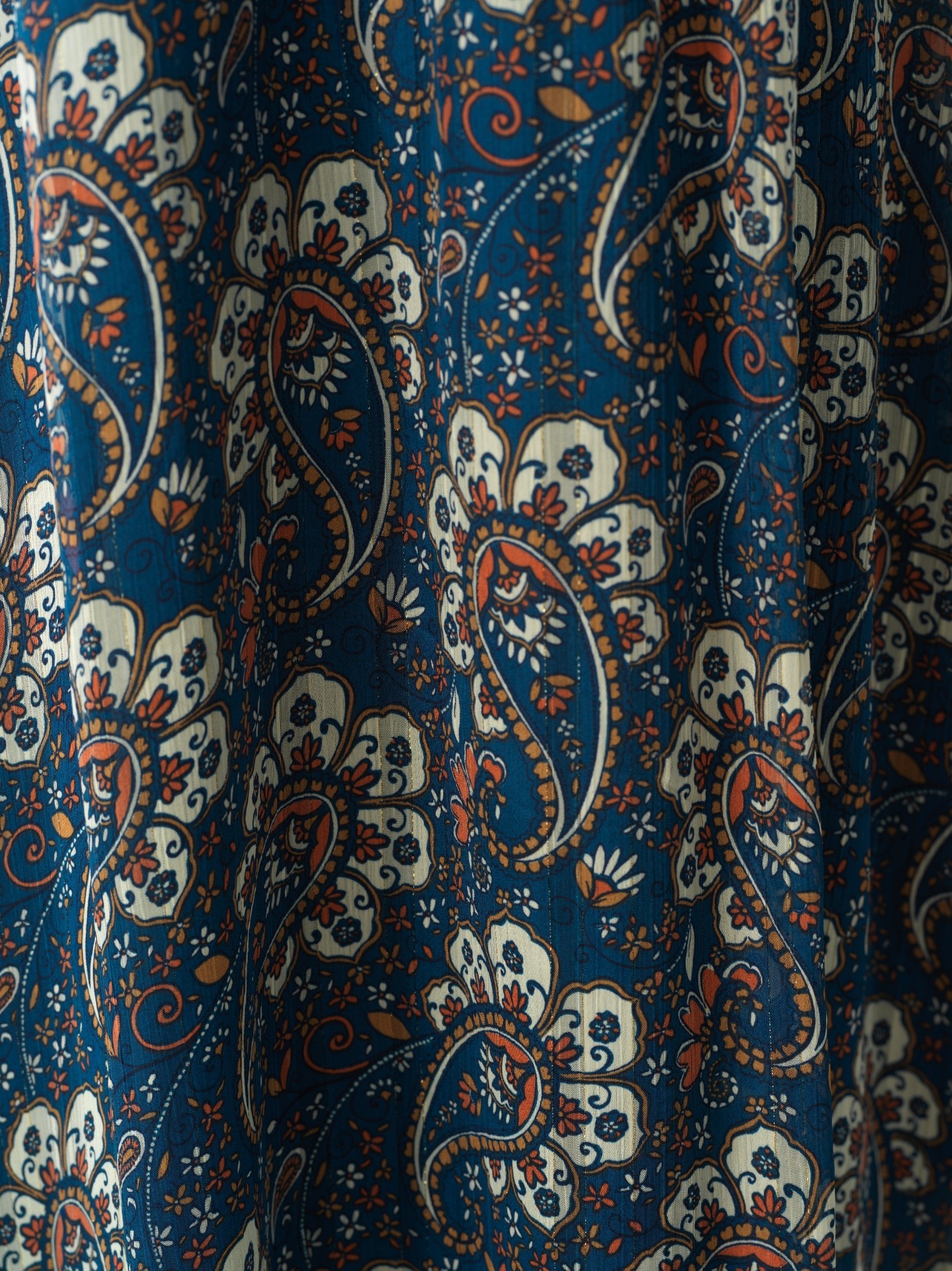 Farrow Teal Paisley Chiffon Maxi Dress