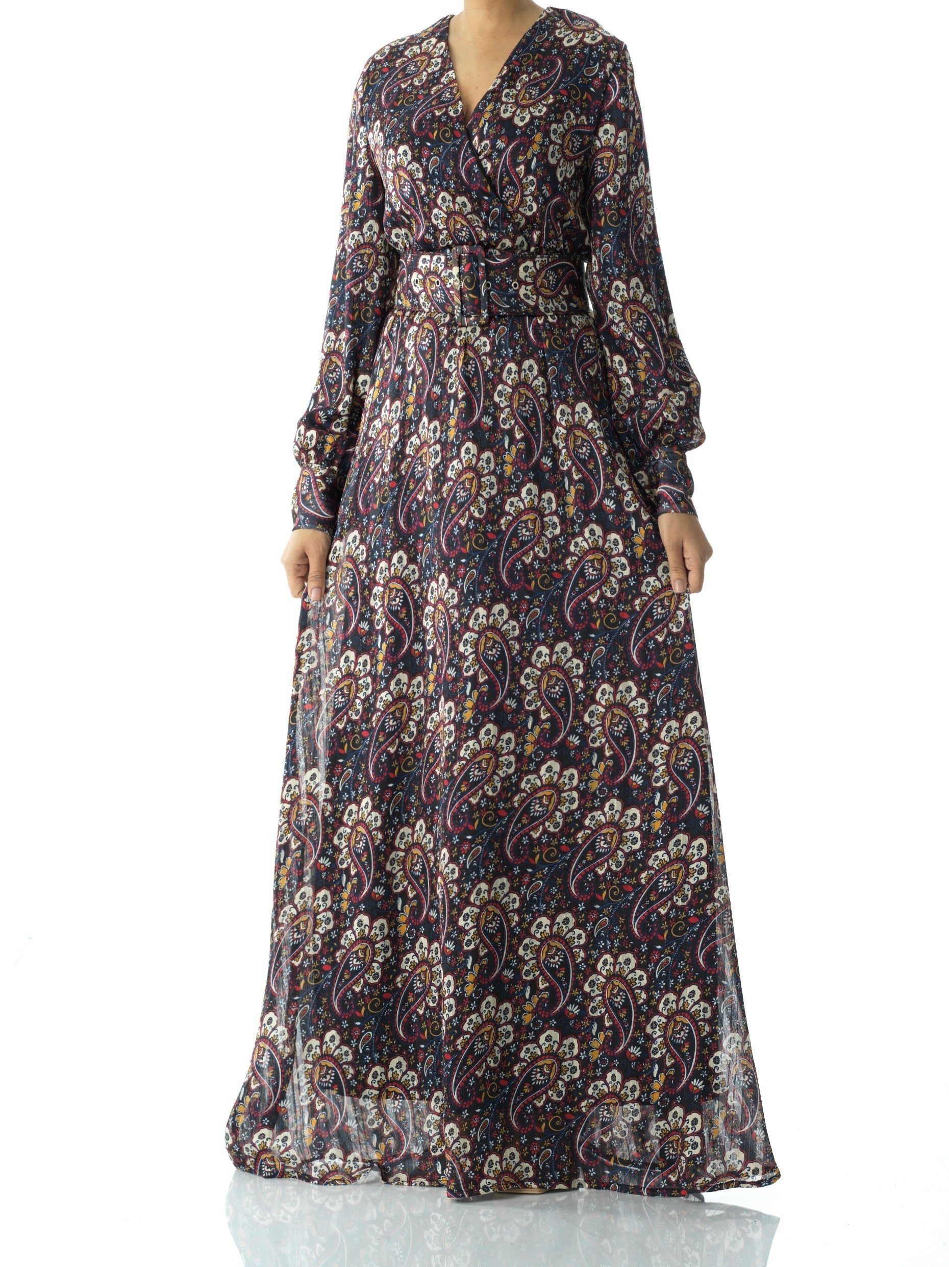 Farrow Black Paisley Chiffon Maxi Dress