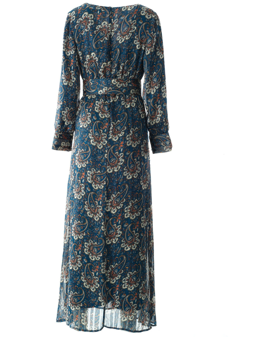Farrow Teal Paisley Chiffon Maxi Dress