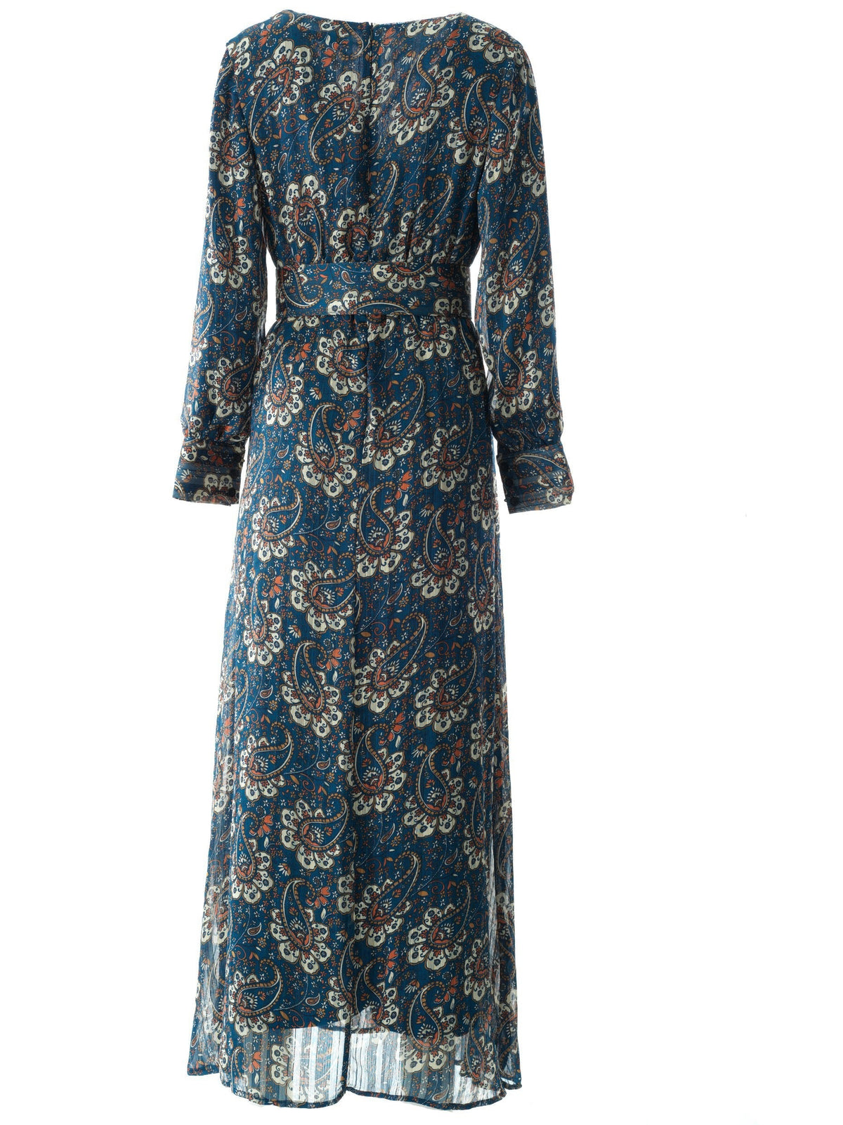 Farrow Teal Paisley Chiffon Maxi Dress