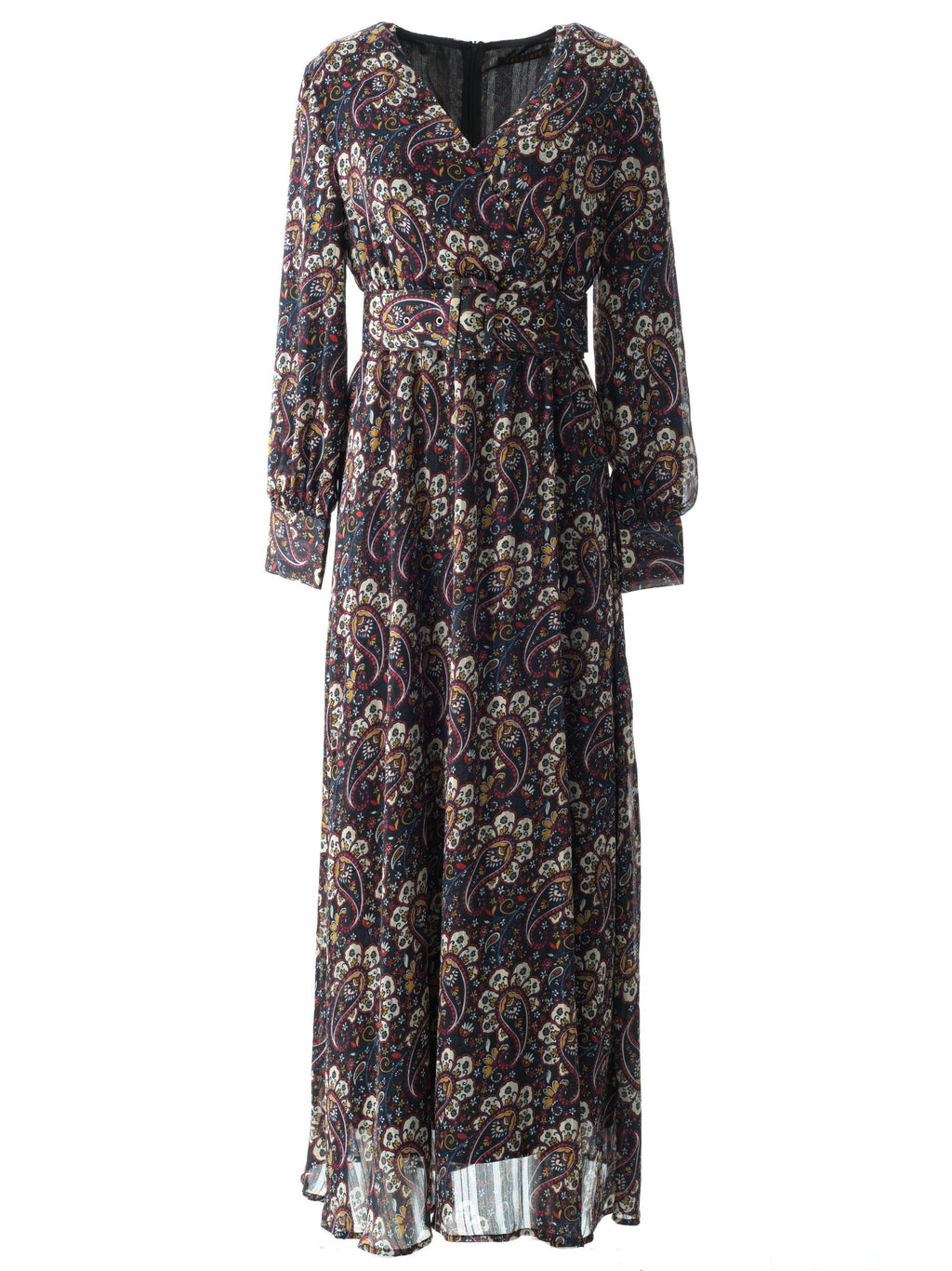 Farrow Black Paisley Chiffon Maxi Dress