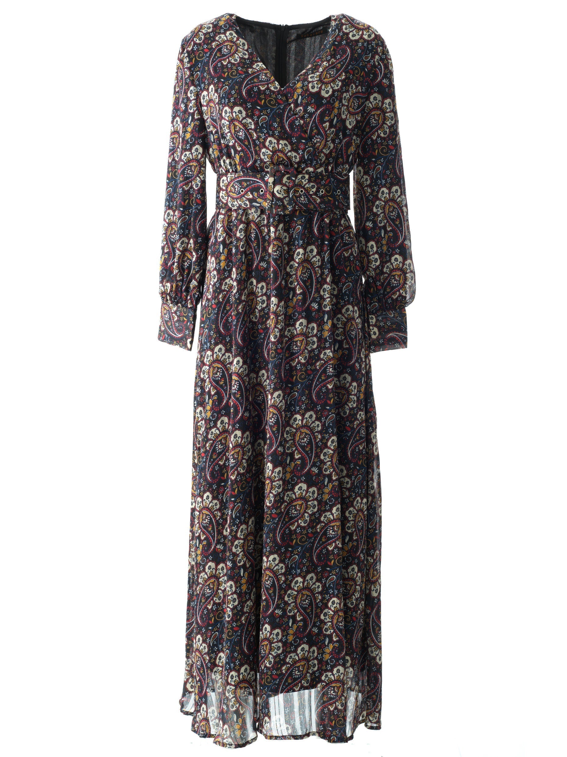 Farrow Black Paisley Chiffon Maxi Dress