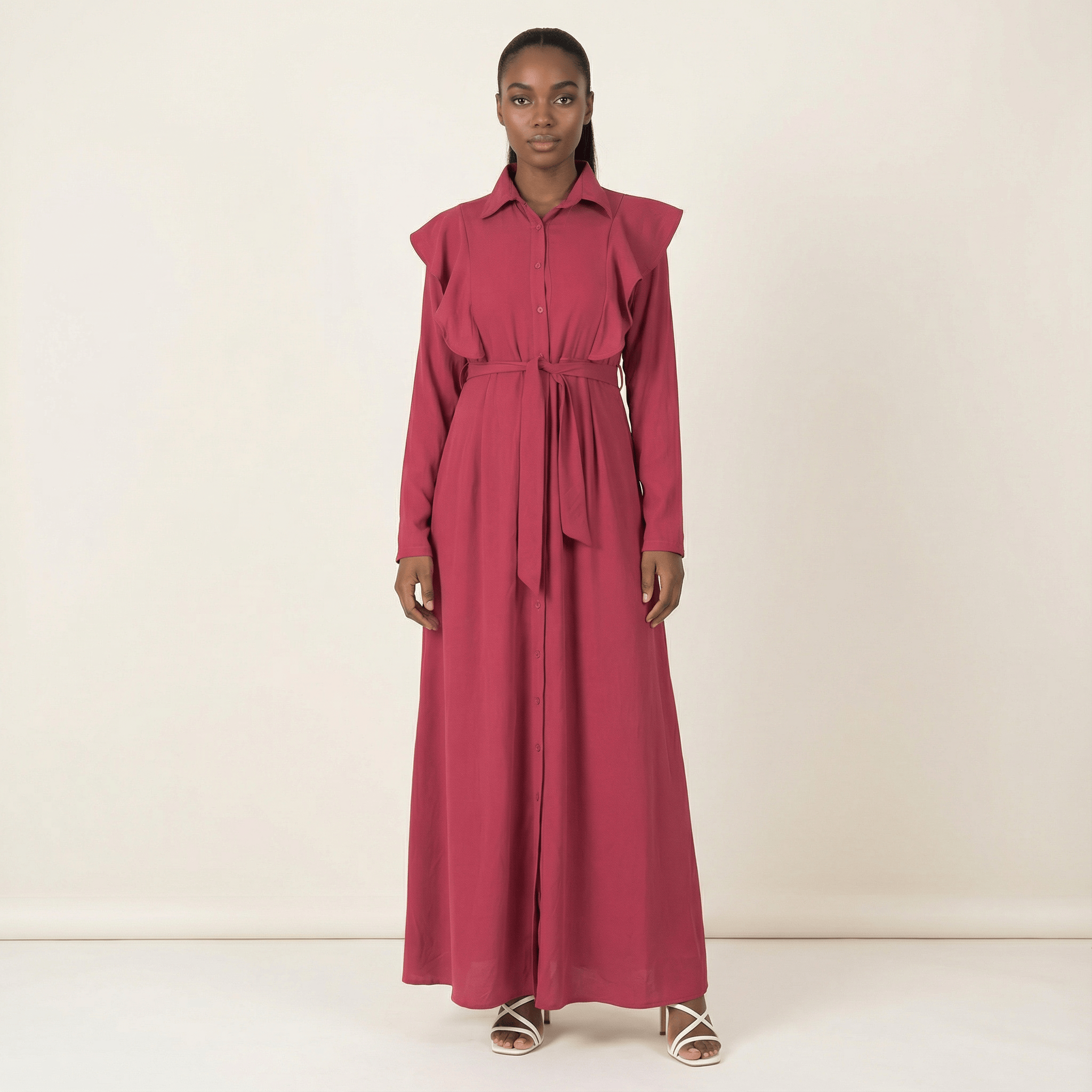 Josie Raspberry Ruffled Maxi Dress