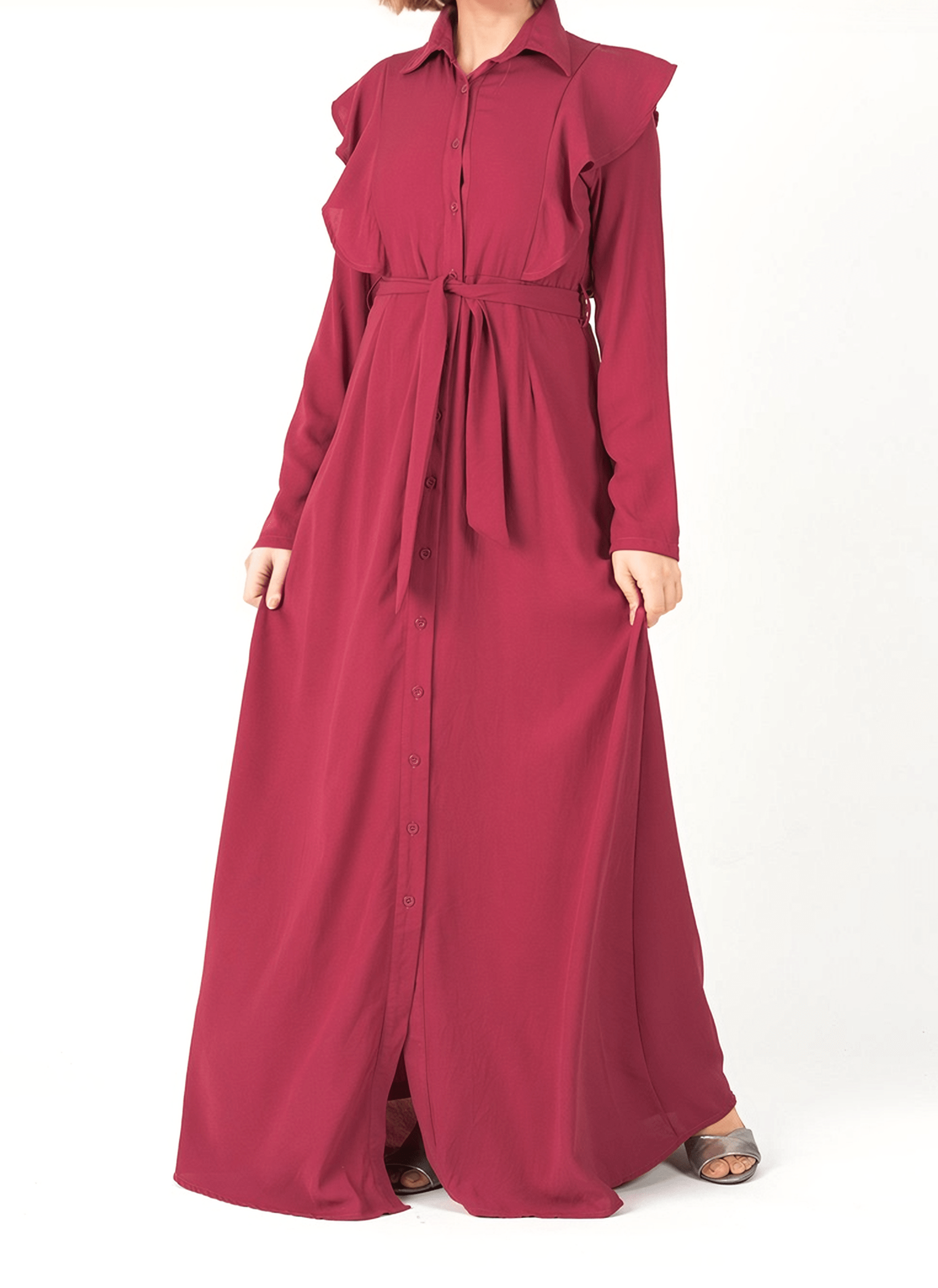 Josie Raspberry Ruffled Maxi Dress