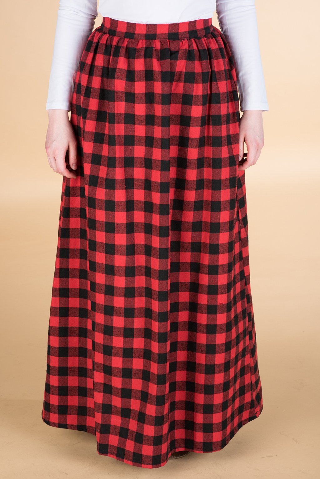 Eden Red Plaid Maxi Skirt