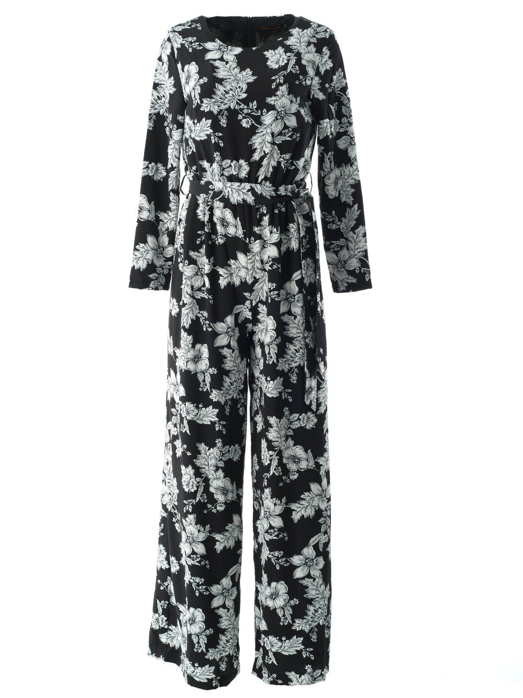 Teagan Black Floral Long-Sleeve Jumpsuit