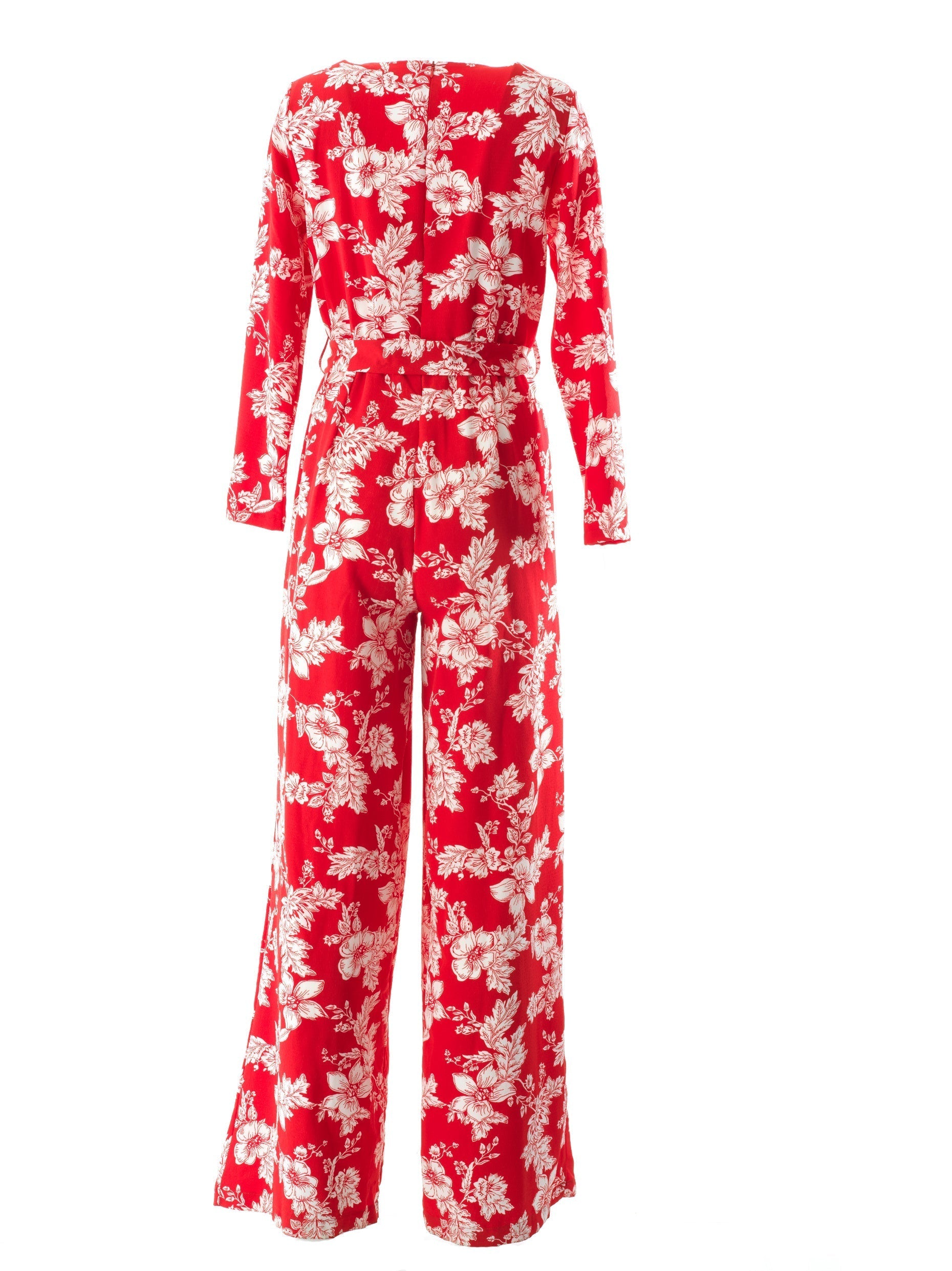 Teagan Red Floral Long-Sleeve Jumpsuit