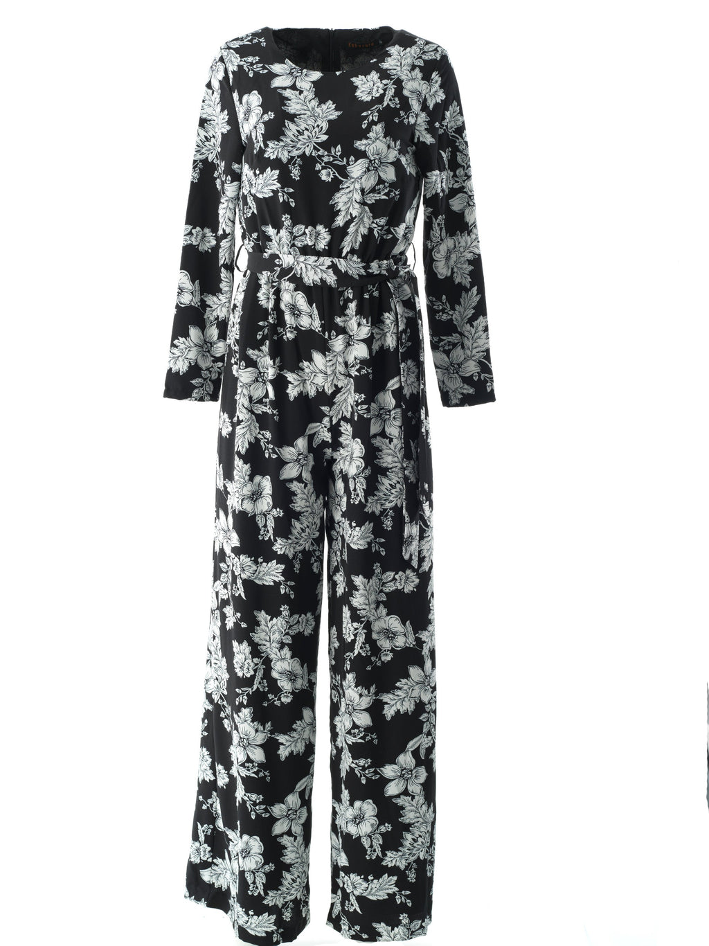 Teagan Black Floral Long-Sleeve Jumpsuit