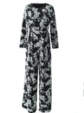 Teagan Black Floral Long-Sleeve Jumpsuit