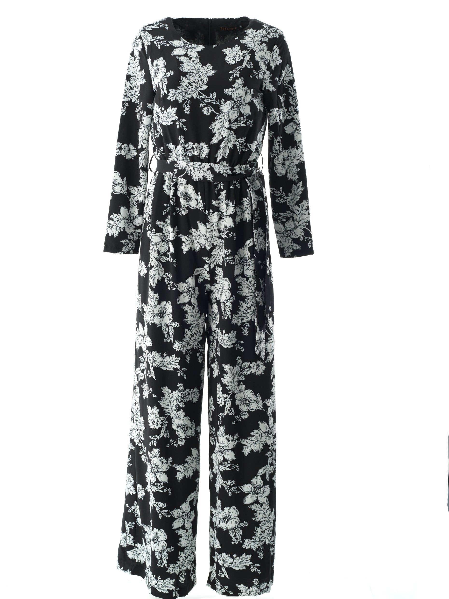 Teagan Black Floral Long-Sleeve Jumpsuit