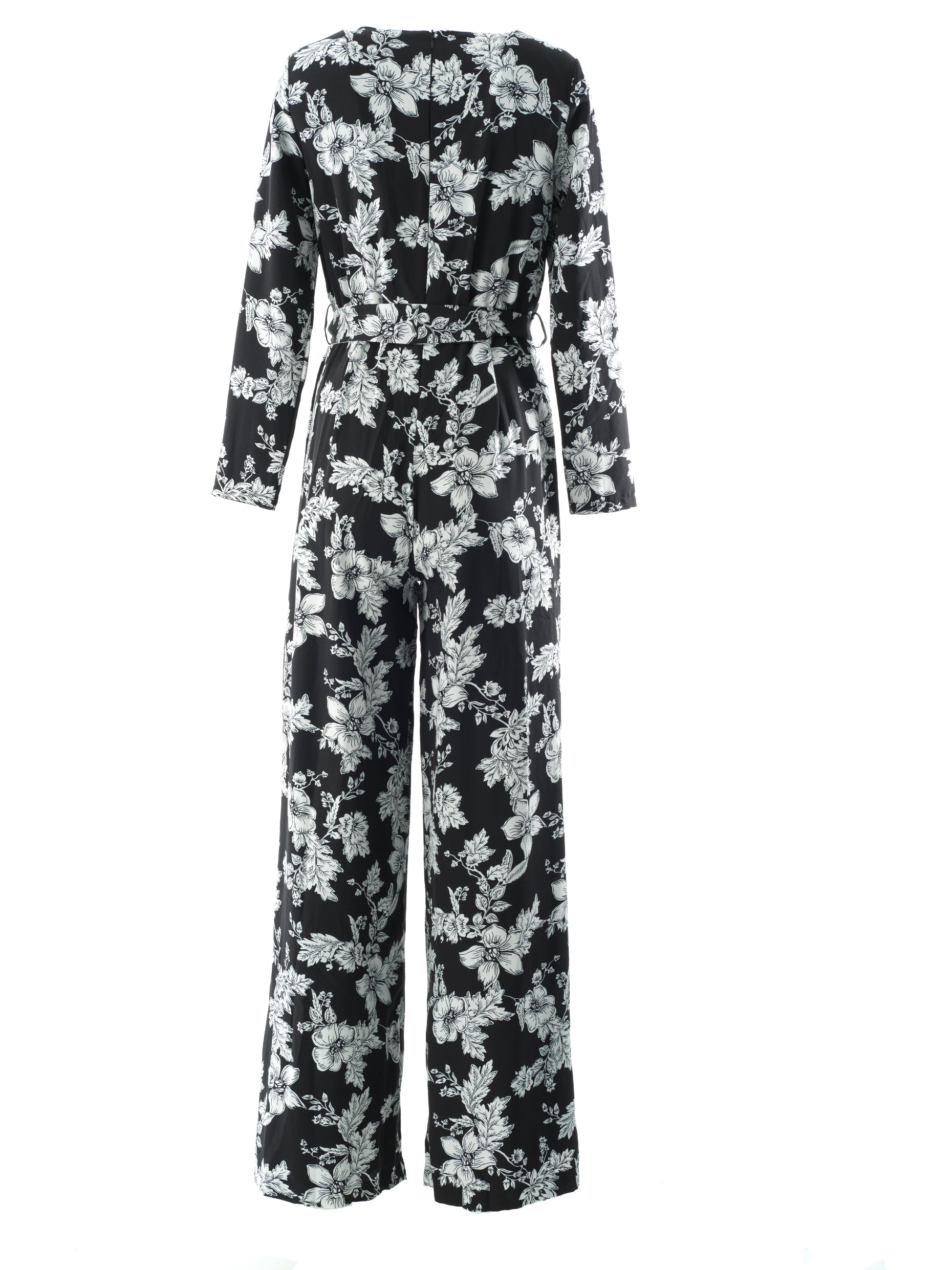 Teagan Black Floral Long-Sleeve Jumpsuit