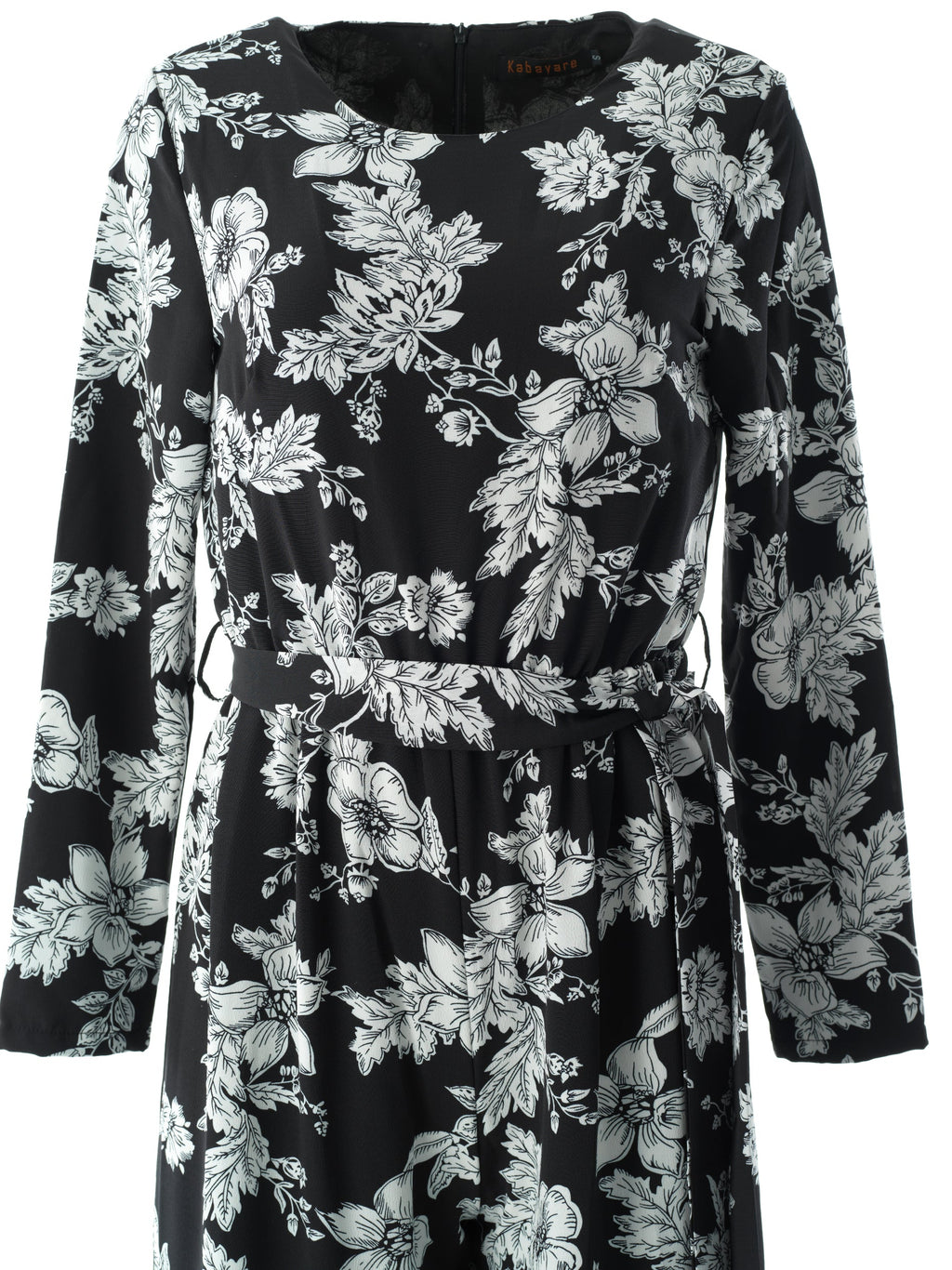 Teagan Black Floral Long-Sleeve Jumpsuit