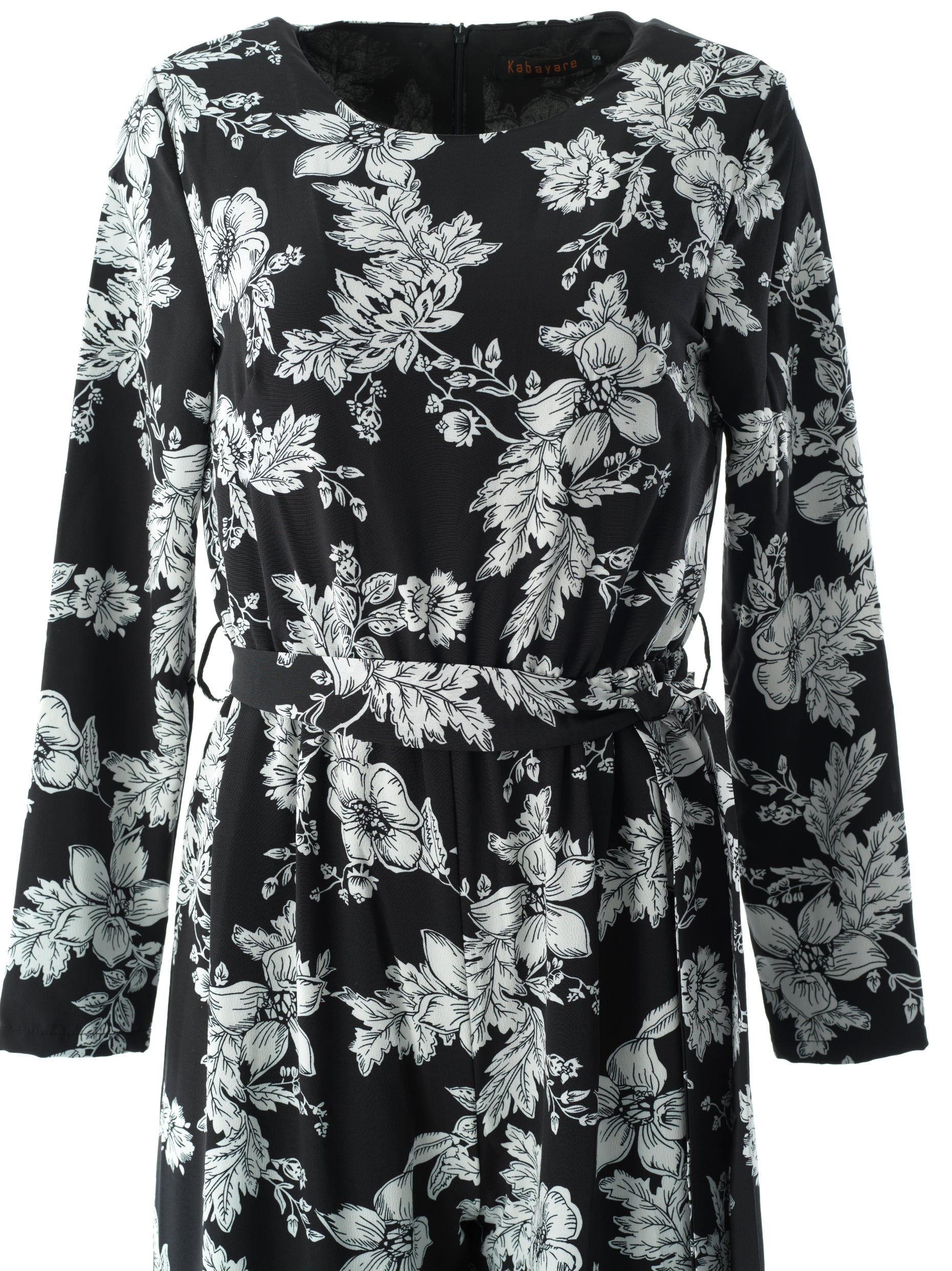 Teagan Black Floral Long-Sleeve Jumpsuit