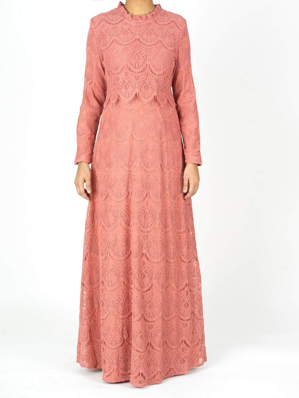 Linnea Blush Lace-Bodice Maxi Dress