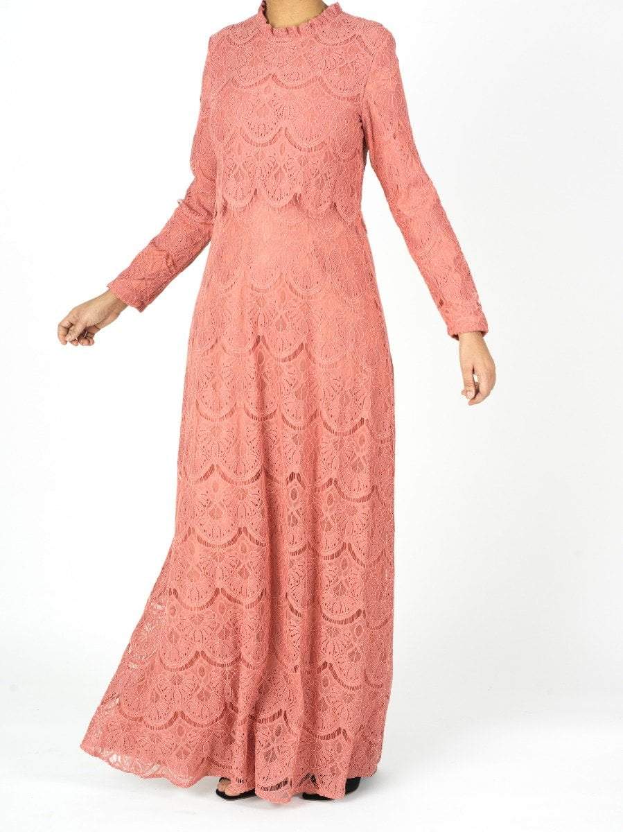 Linnea Blush Lace-Bodice Maxi Dress